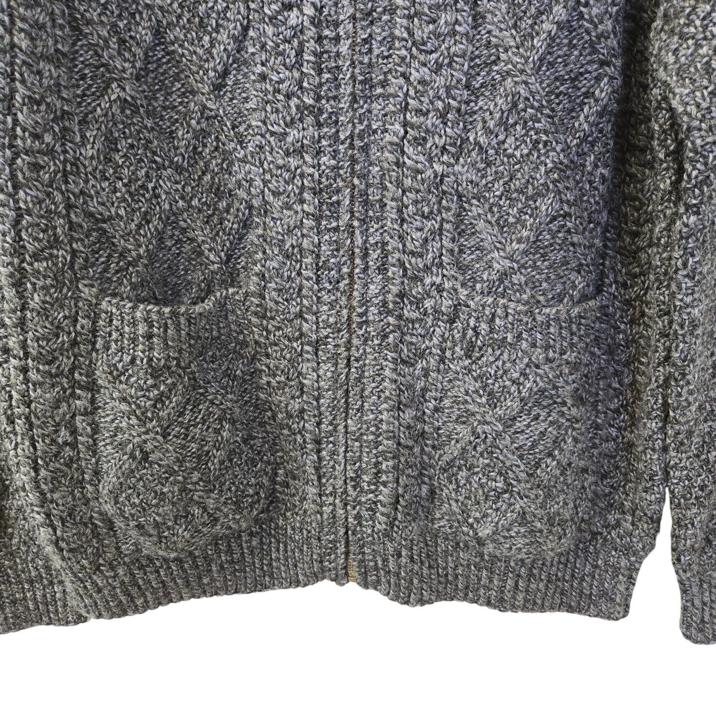Carraigdonn Hand Knit 100% Merino Wool Full Zip Cable Knit Sweater Size Large