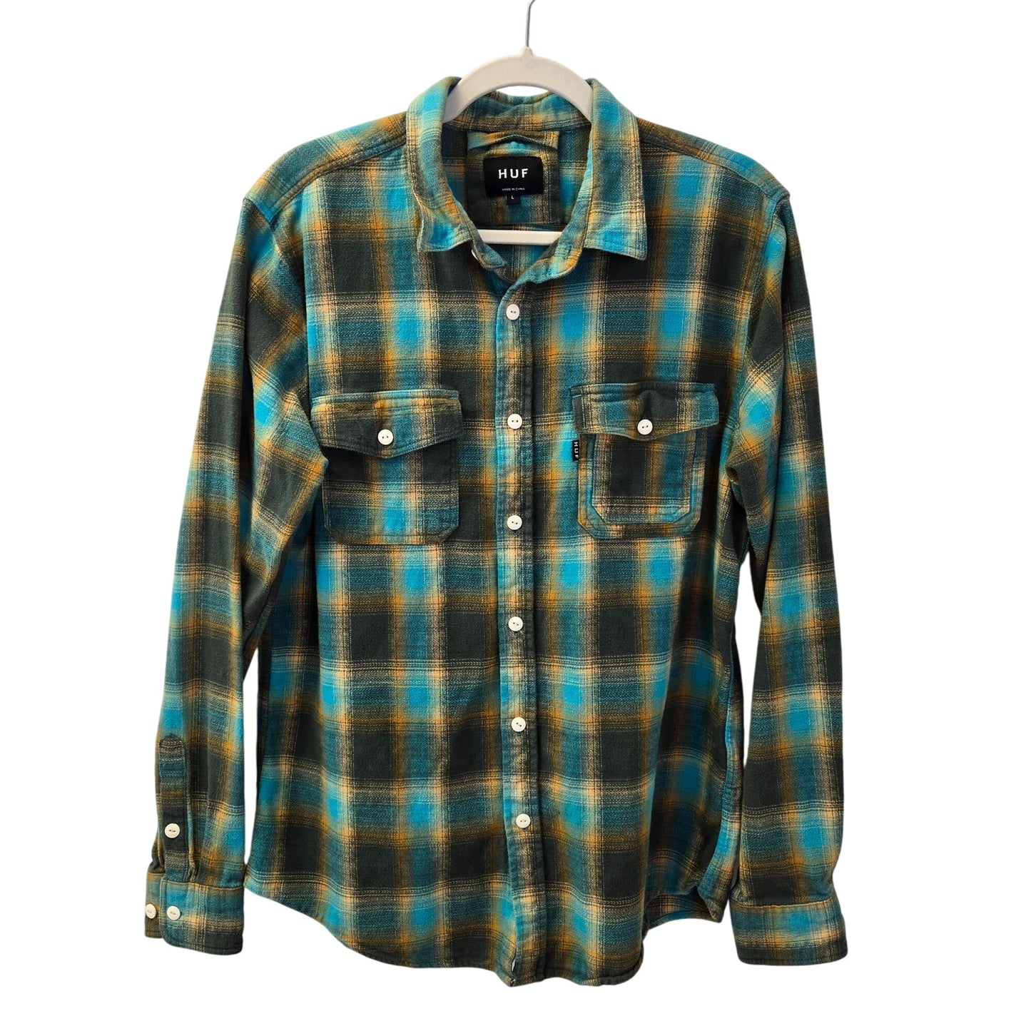 HUF Flannel Plaid Button Down Shirt Size Large