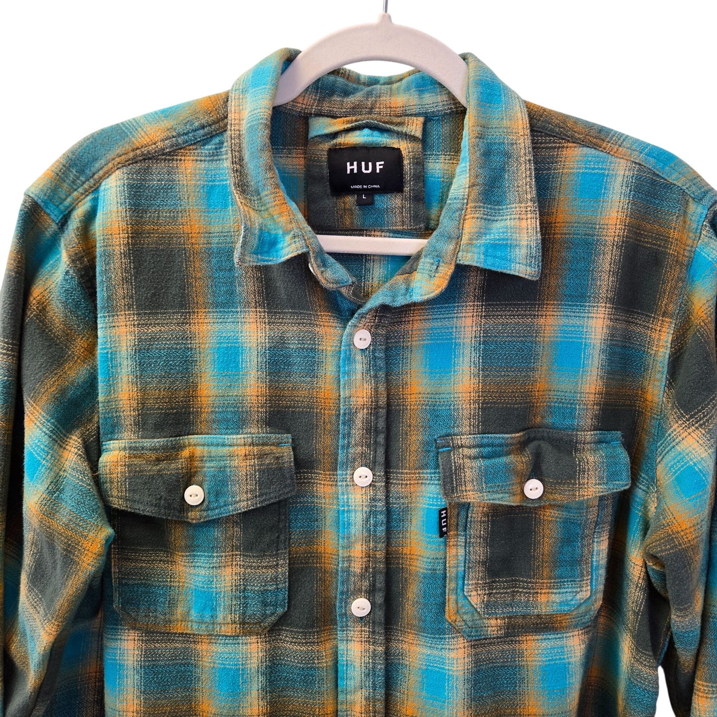 HUF Flannel Plaid Button Down Shirt Size Large