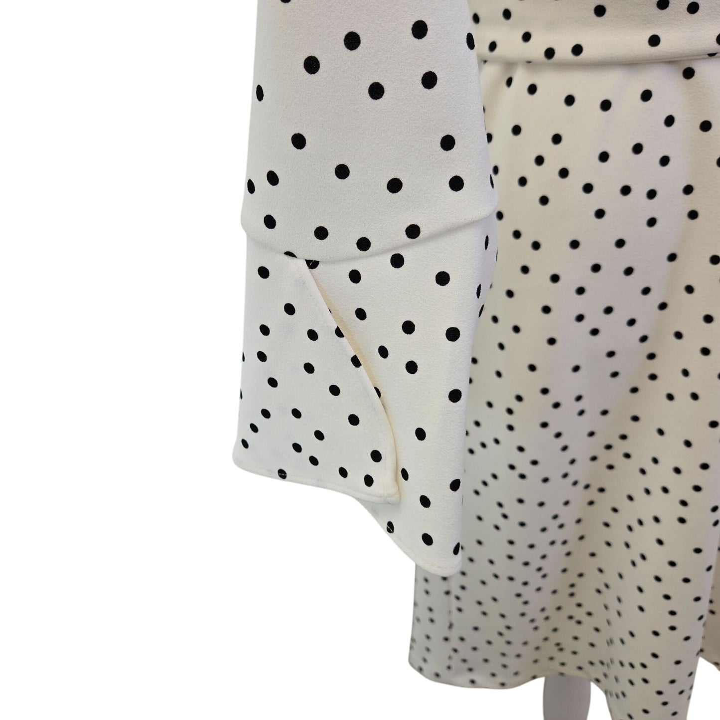 DKNY Polka Dot Faux Wrap Bell Sleeve Ruffle Detail Dress Size 6