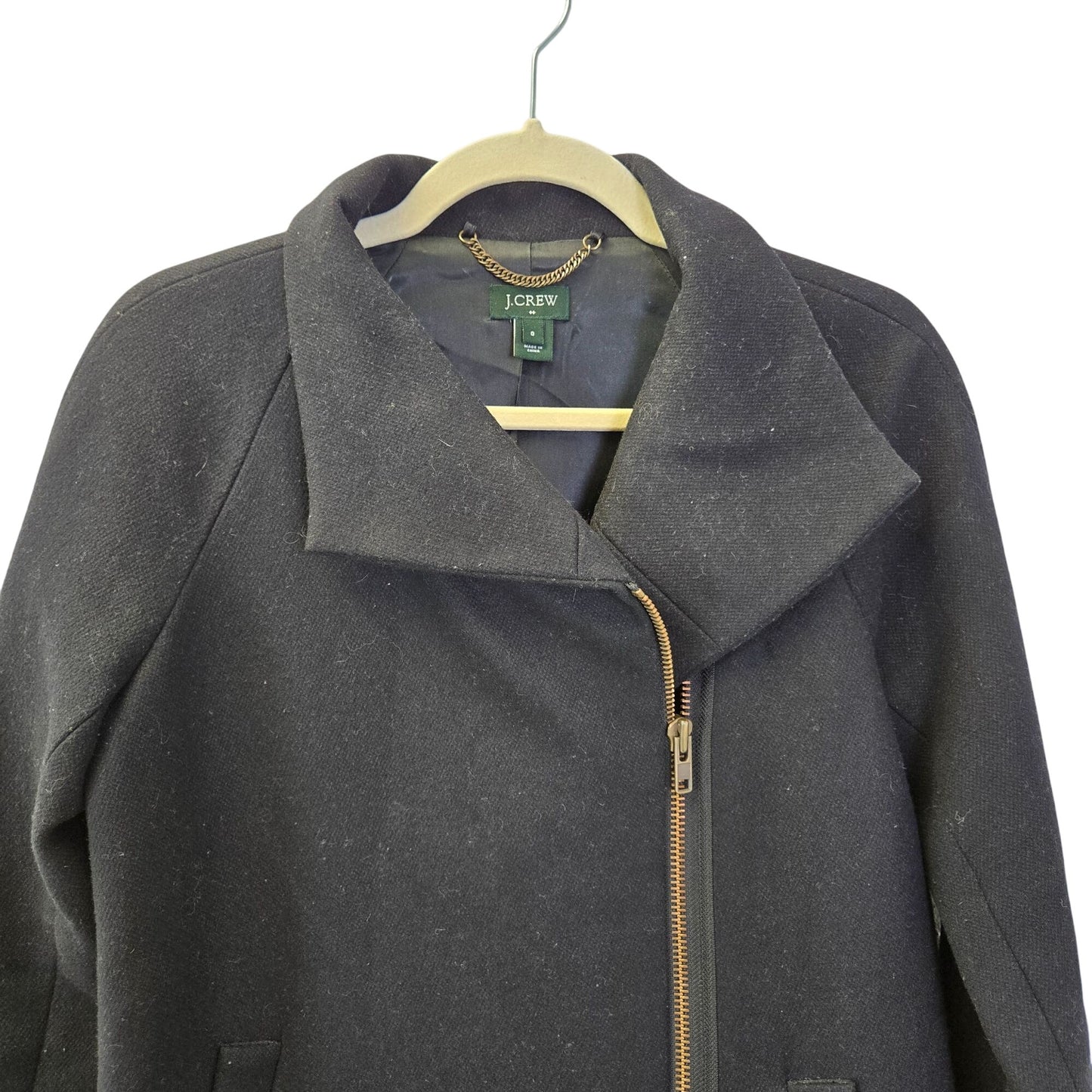 J. Crew Suiting Wool Blend Asymmetrical Zip Coat Size 0