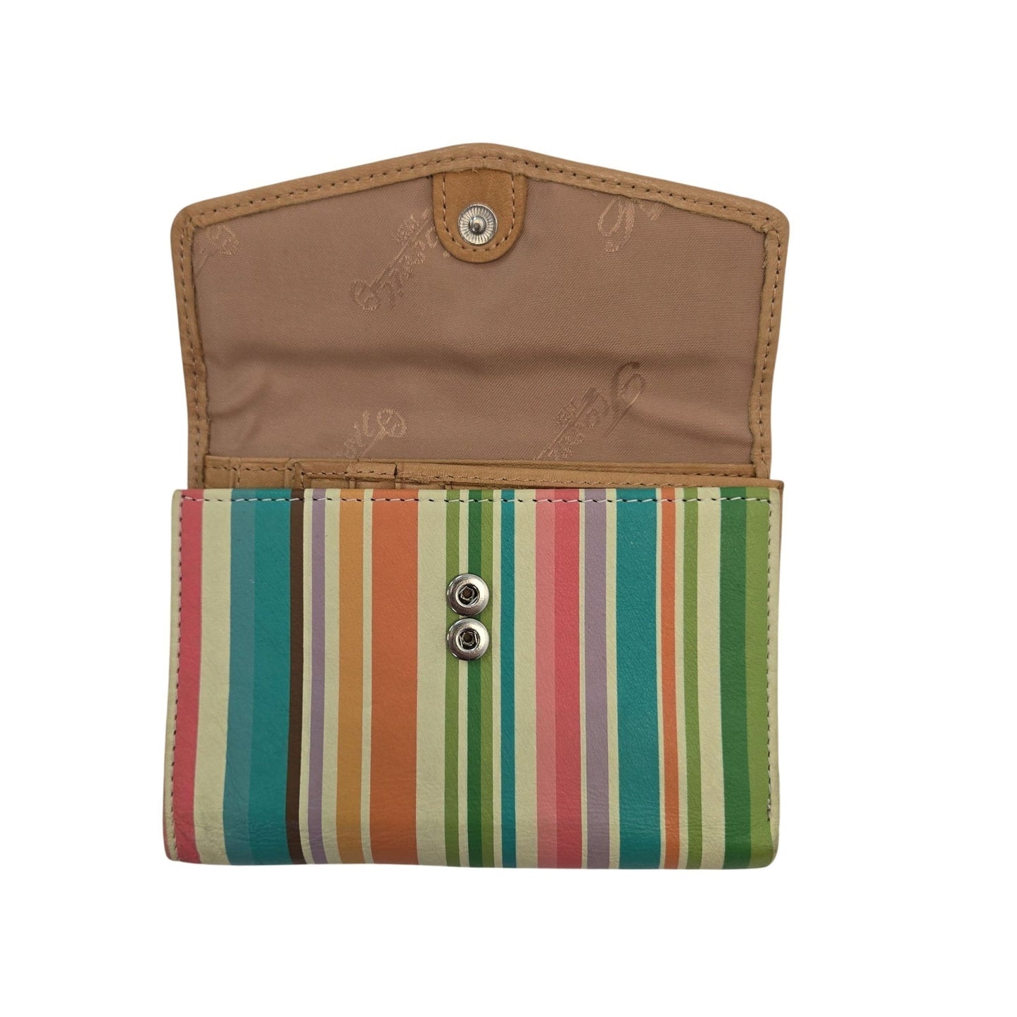 Fossil Genuine Leather Striped Trifold Wallet