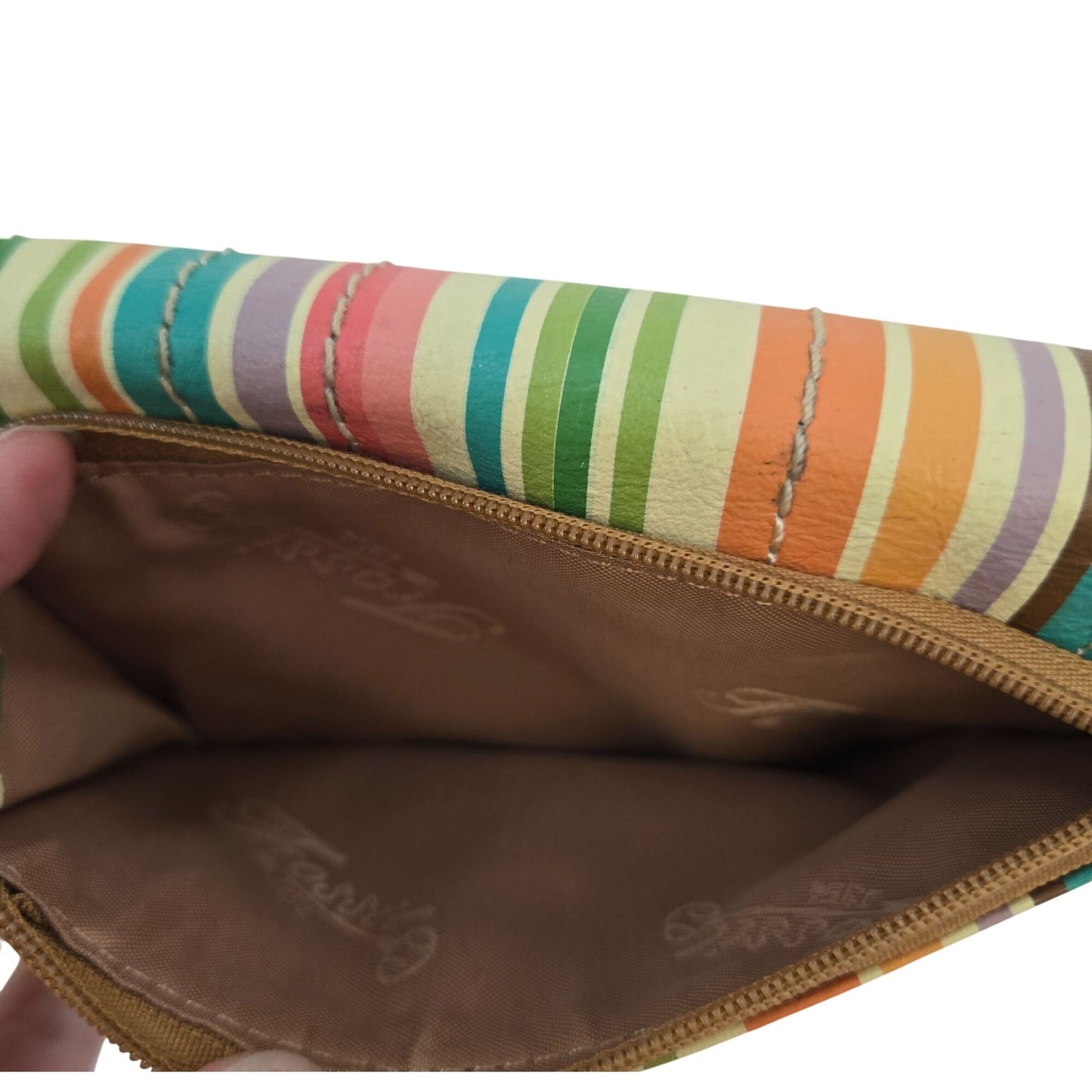 Fossil Genuine Leather Striped Trifold Wallet
