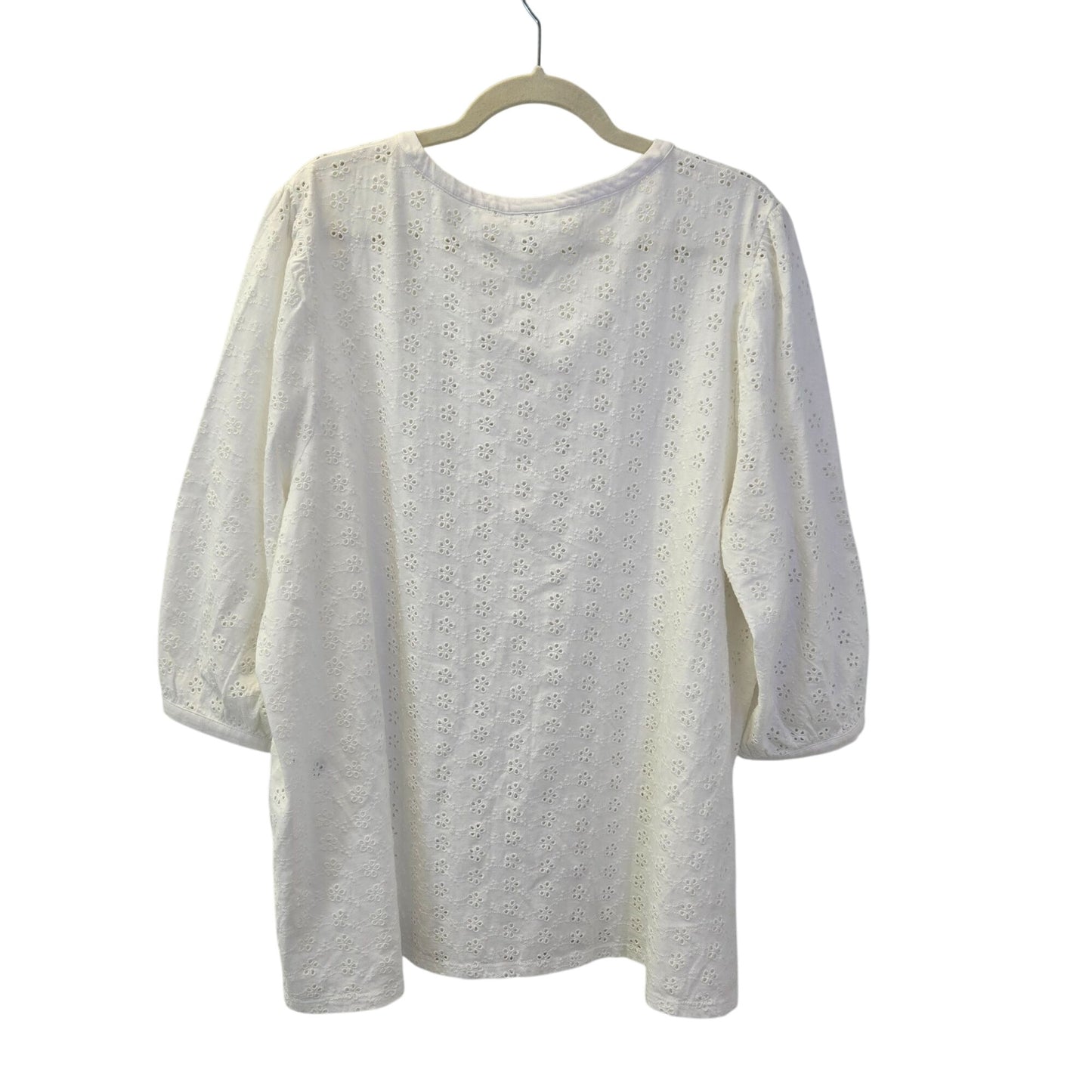 J. Jill Floral Eyelet Boho Popover 3/4 Sleeve Top Size 2X