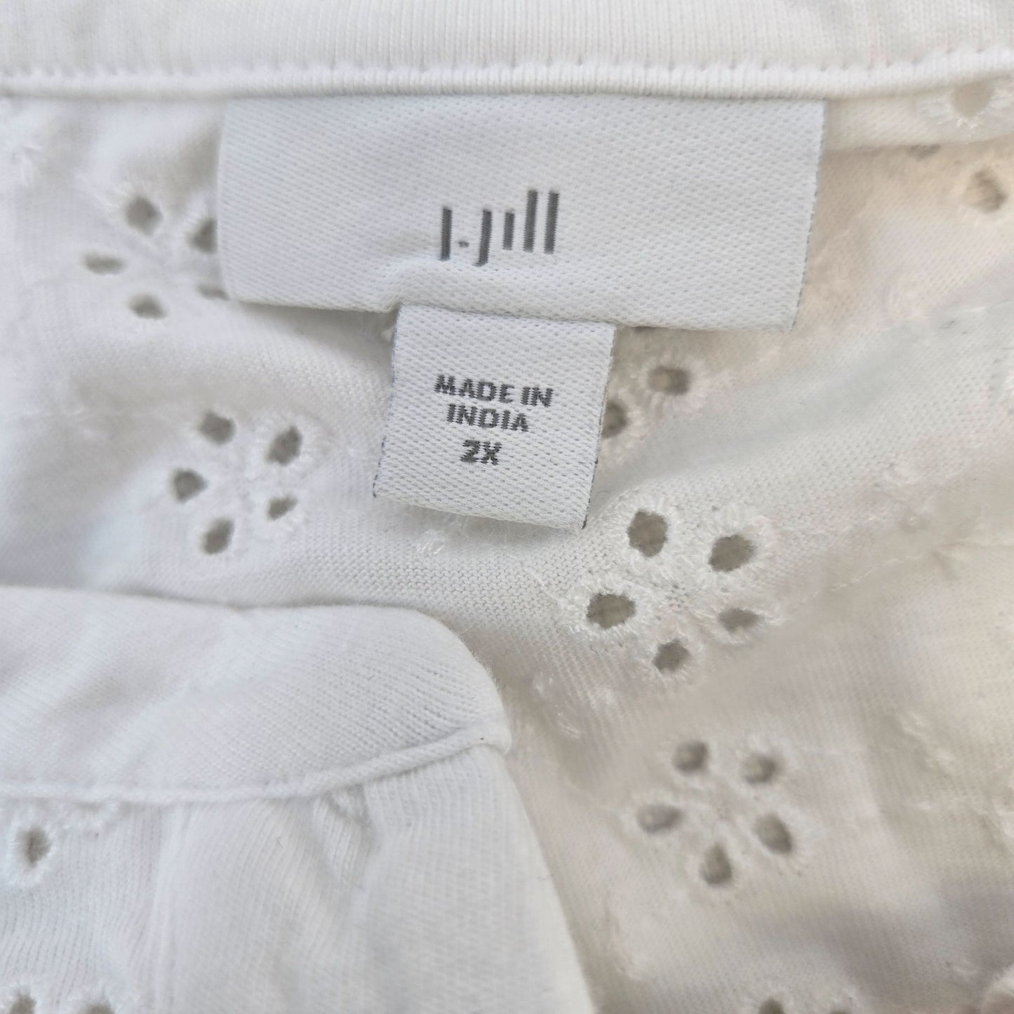 J. Jill Floral Eyelet Boho Popover 3/4 Sleeve Top Size 2X