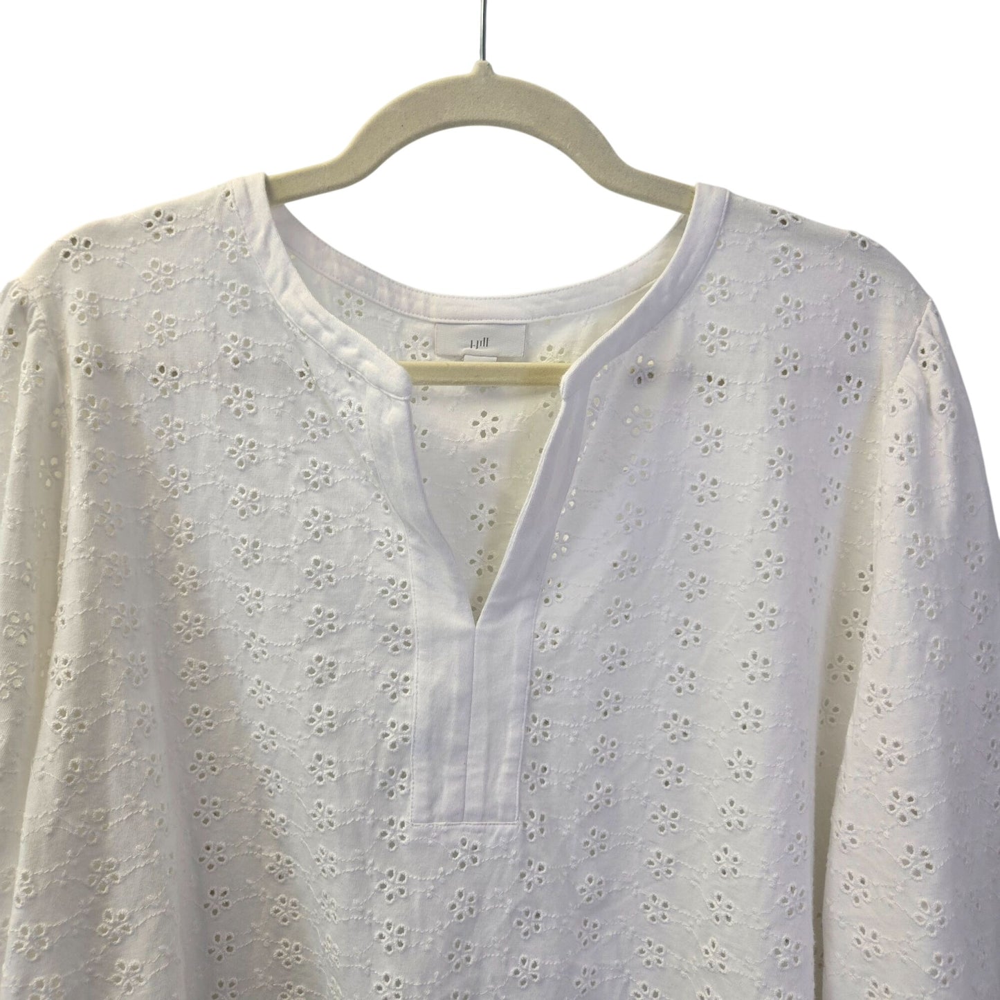 J. Jill Floral Eyelet Boho Popover 3/4 Sleeve Top Size 2X