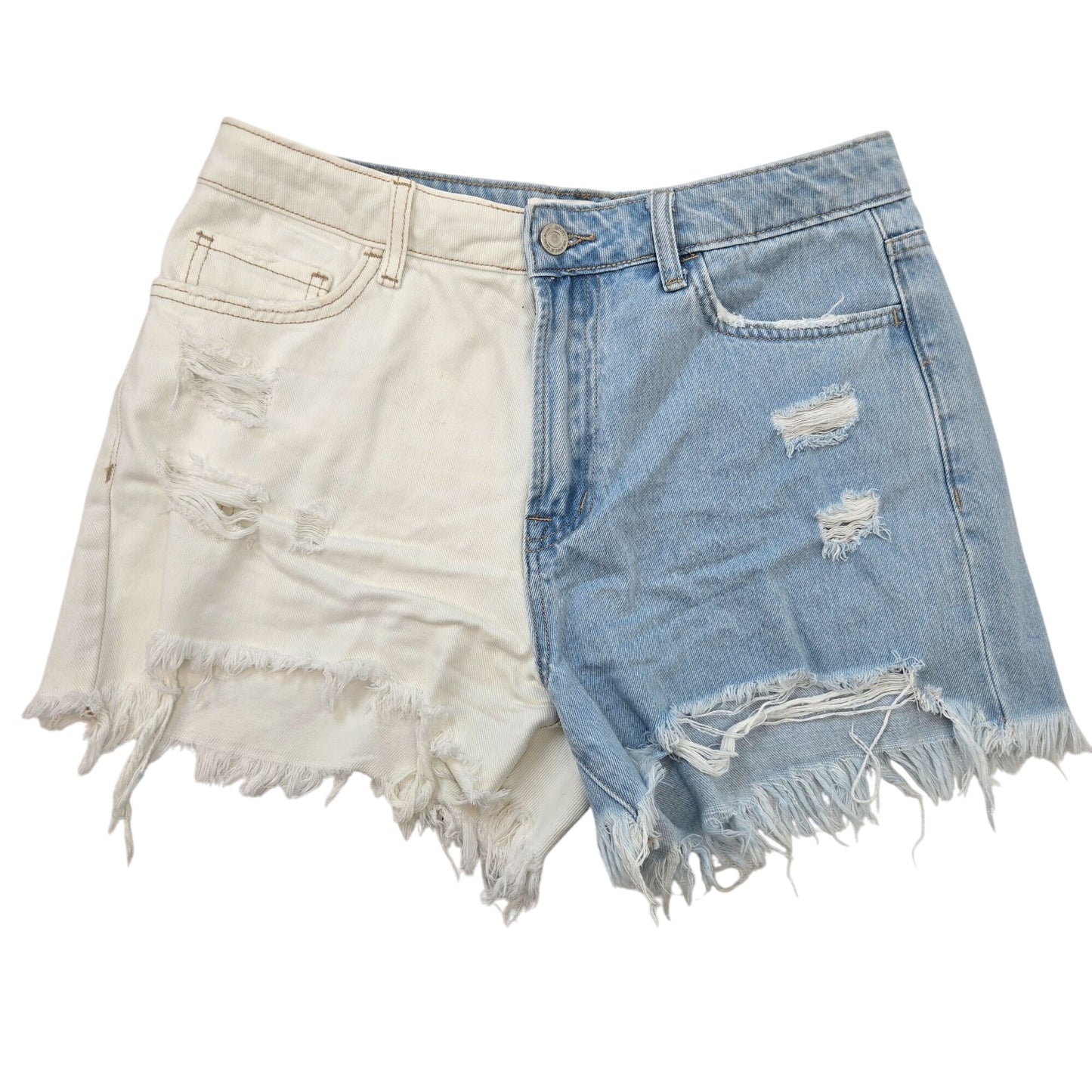 Vervet High Rise Two Tone Distressed Jeans Shorts Size Medium