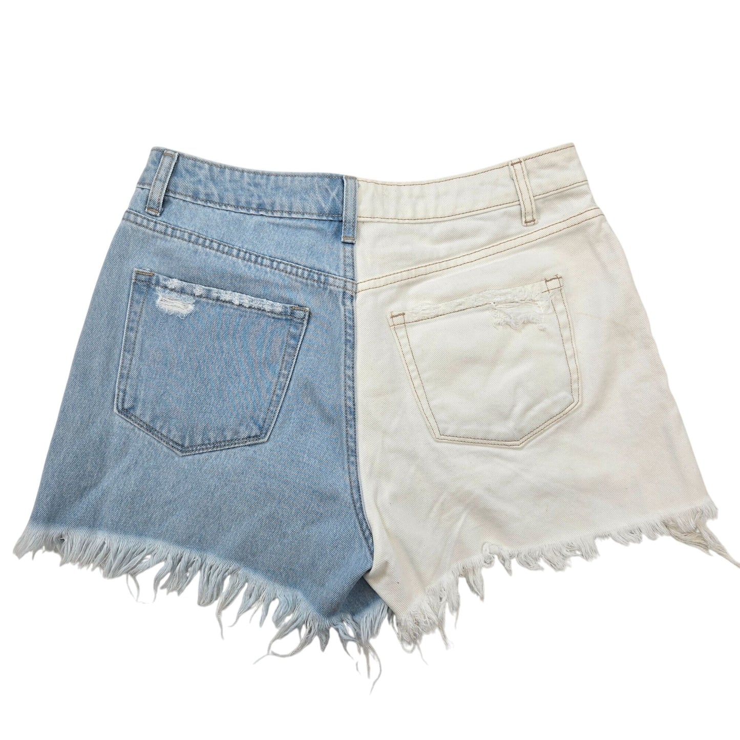 Vervet High Rise Two Tone Distressed Jeans Shorts Size Medium