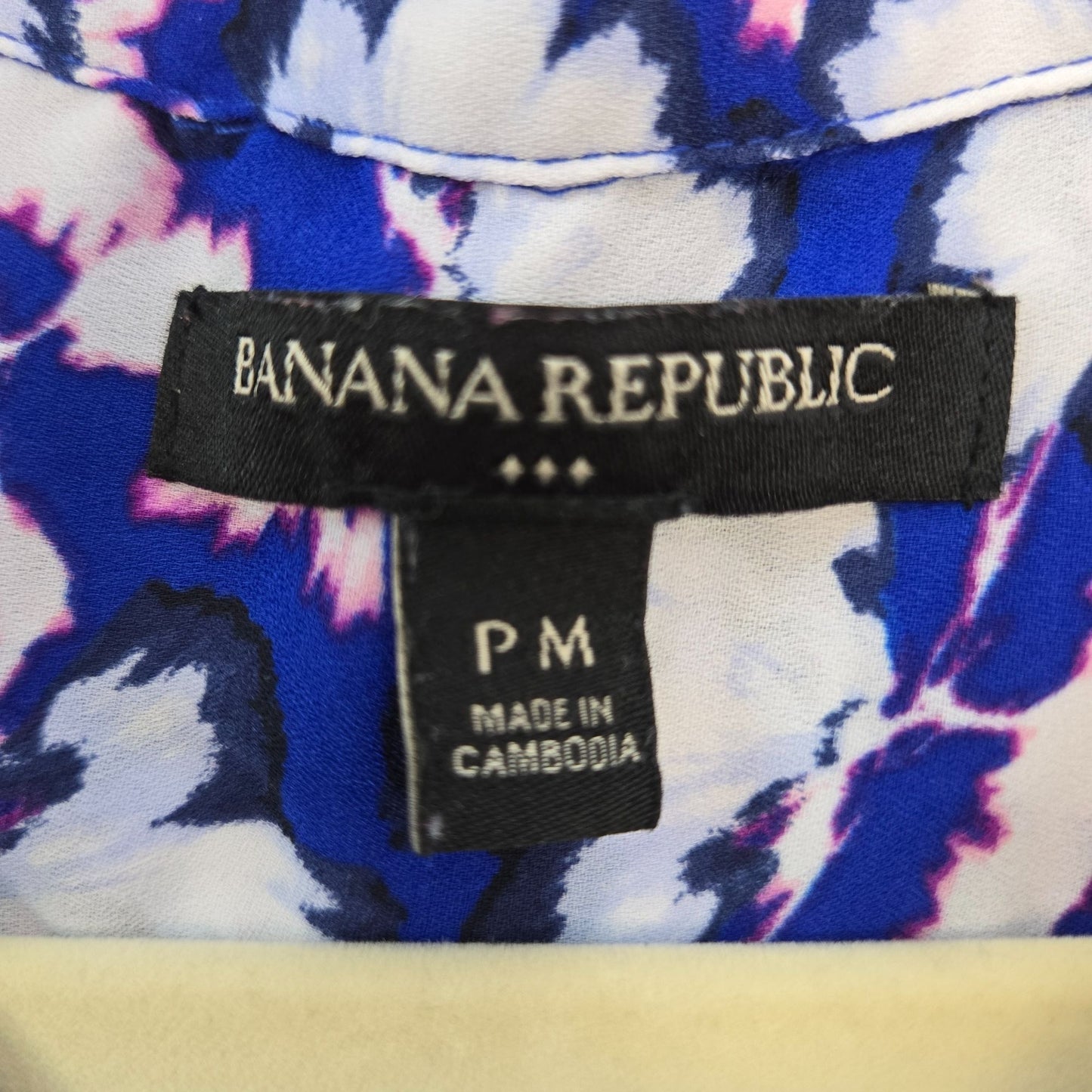 Banana Republic Factory Floral Ruffle Collar Button Down Blouse Size Medium Petite