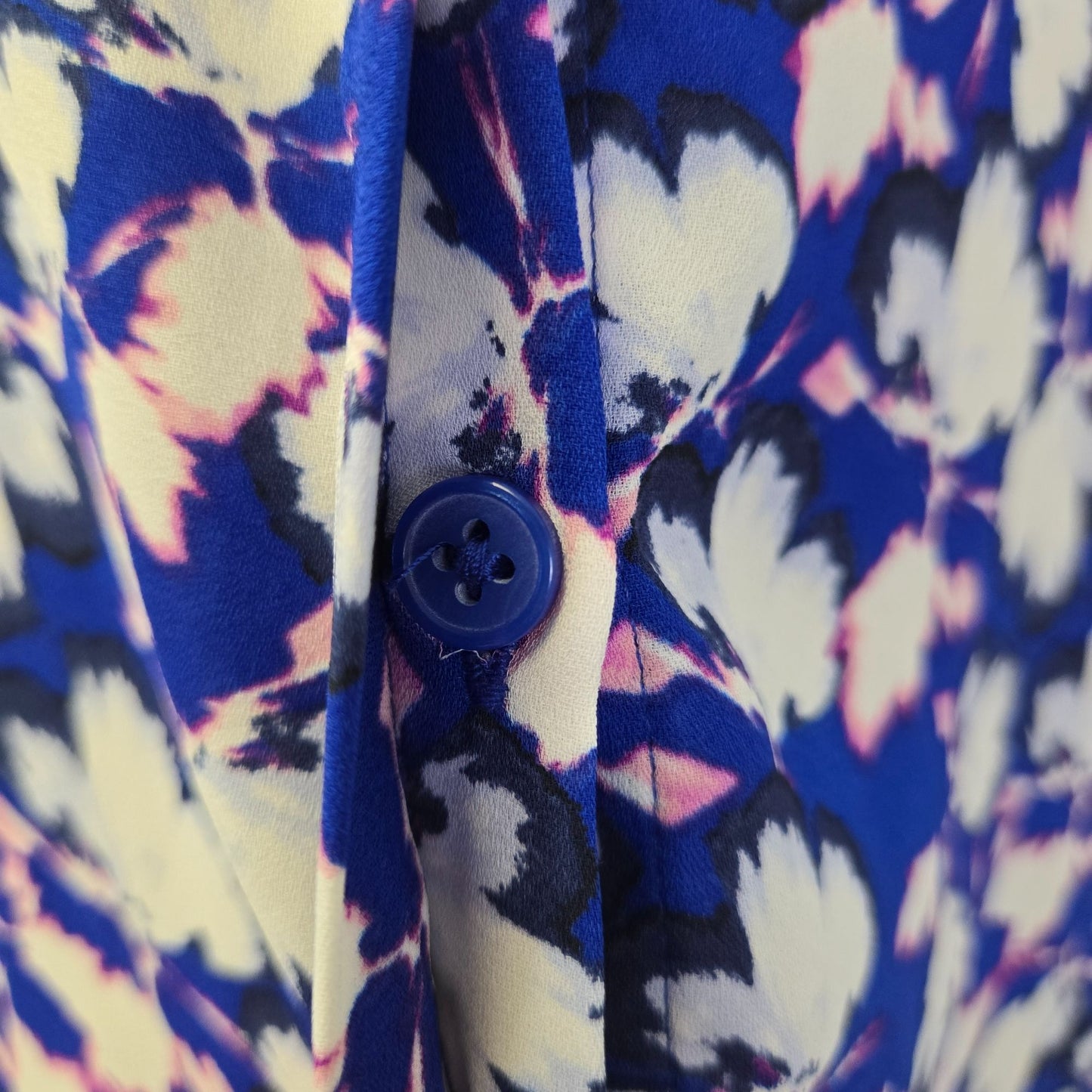 Banana Republic Factory Floral Ruffle Collar Button Down Blouse Size Medium Petite