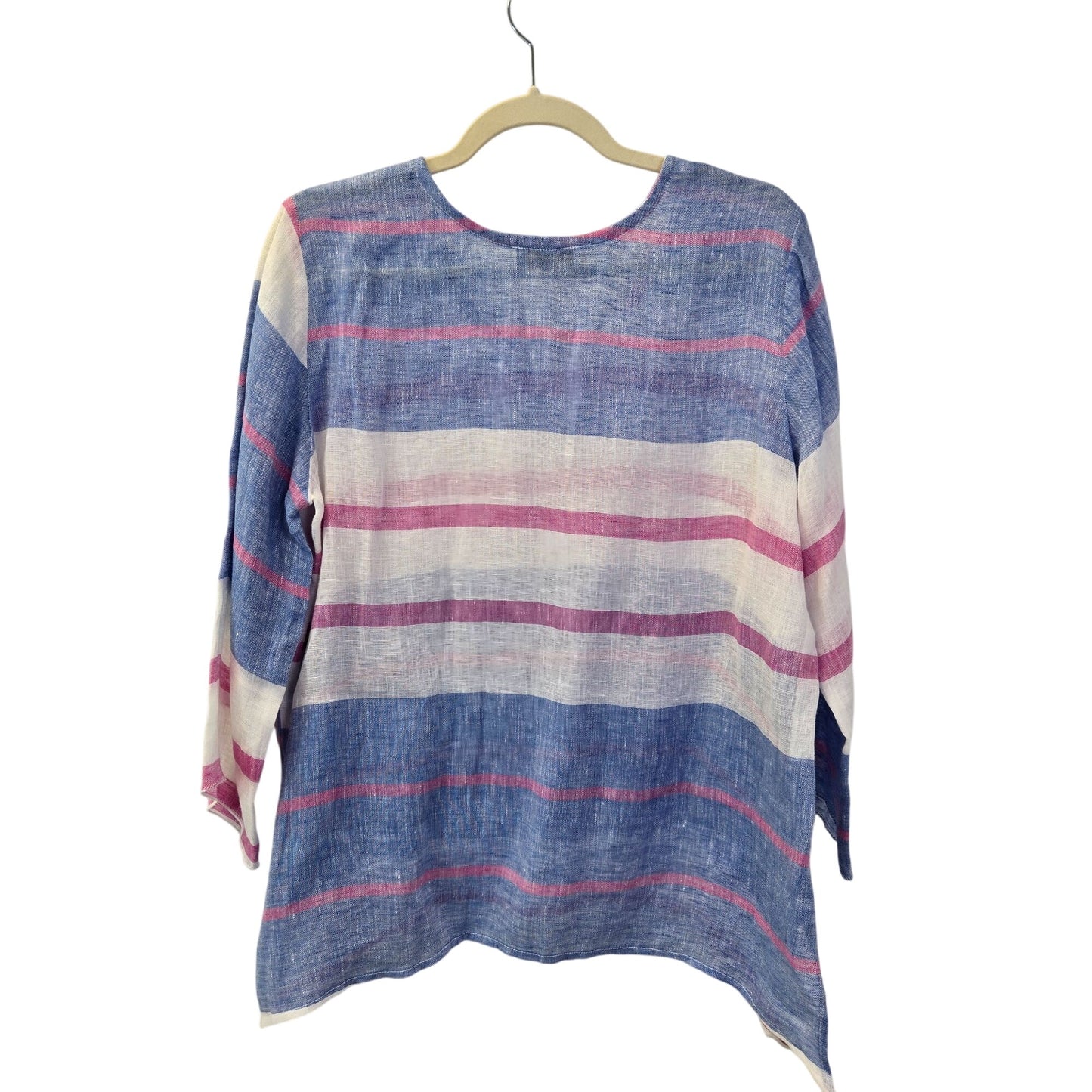 Sartoria Saracena 100% Linen Striped 3/4 Sleeve Top Size Small