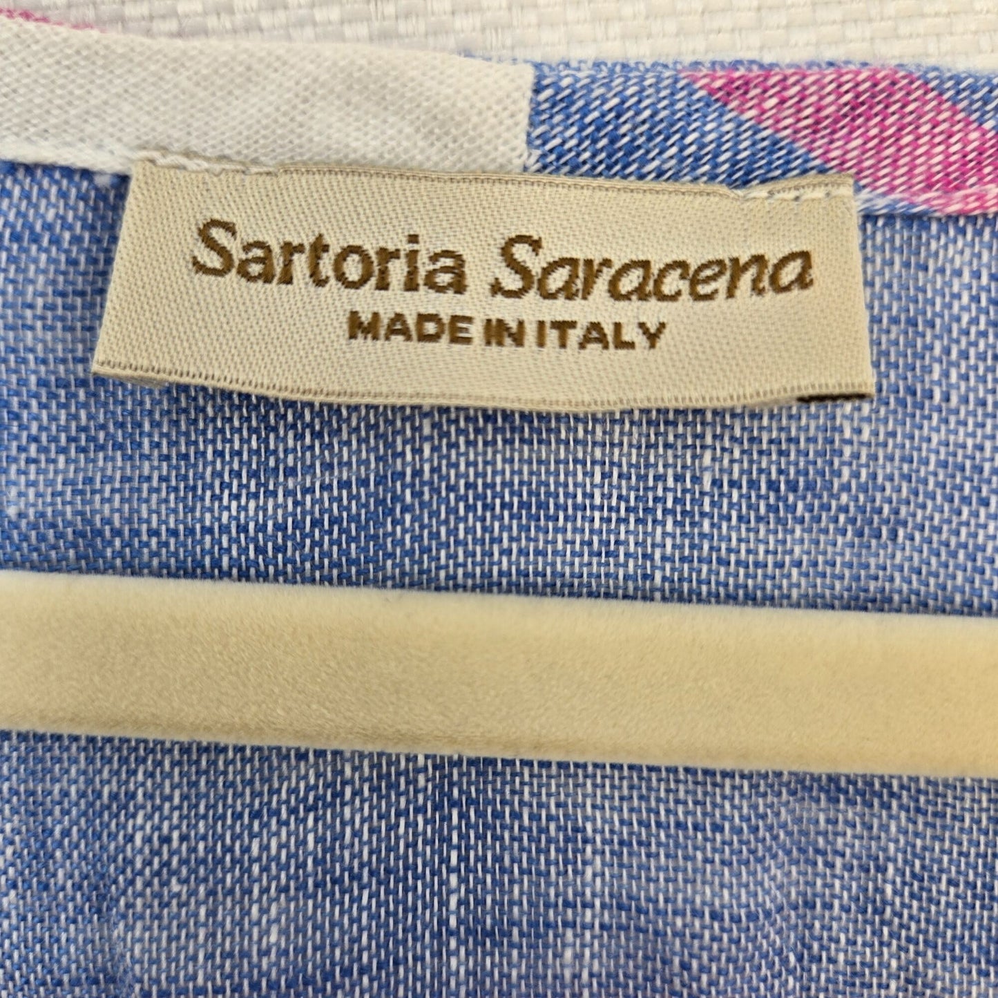 Sartoria Saracena 100% Linen Striped 3/4 Sleeve Top Size Small