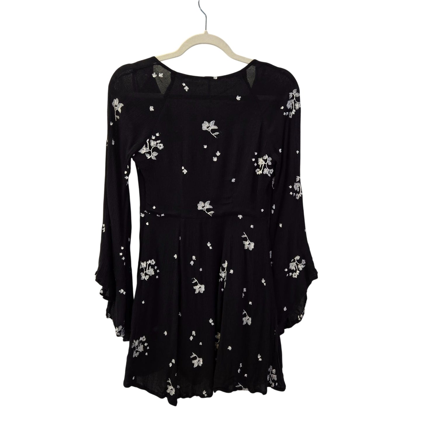 Free People Jasmine Gauzy Floral Embroidered Bell Sleeve Boho Dress Size 0