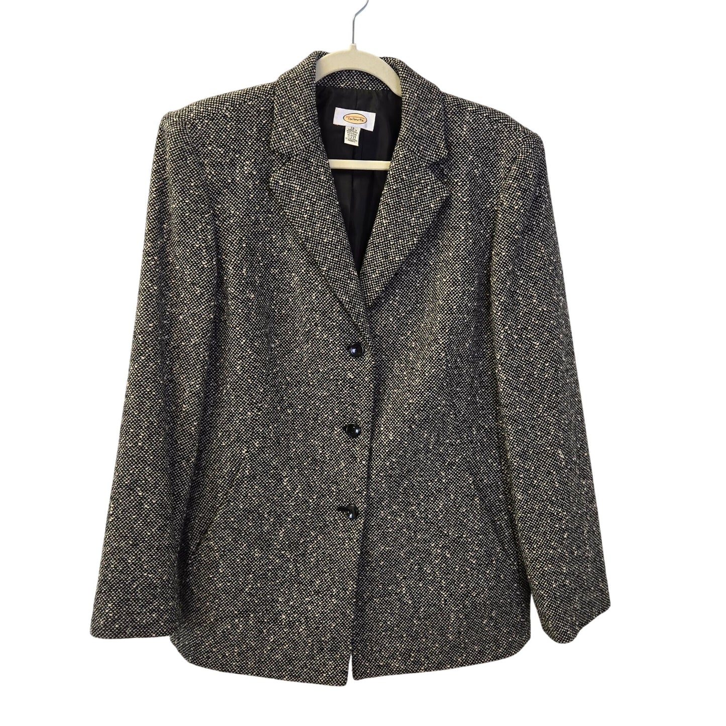 Talbots Wool Blend Tweed Longline Blazer Jacket Size 14