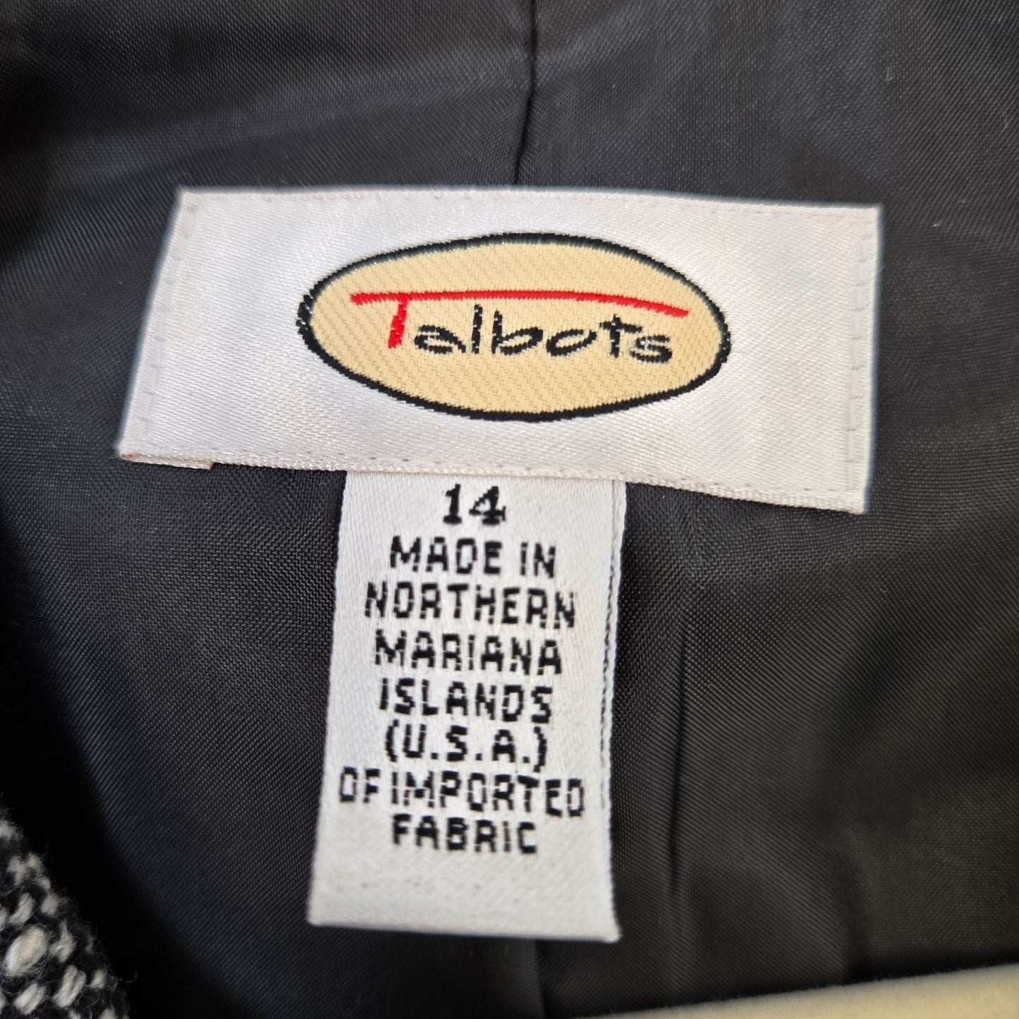 Talbots Wool Blend Tweed Longline Blazer Jacket Size 14