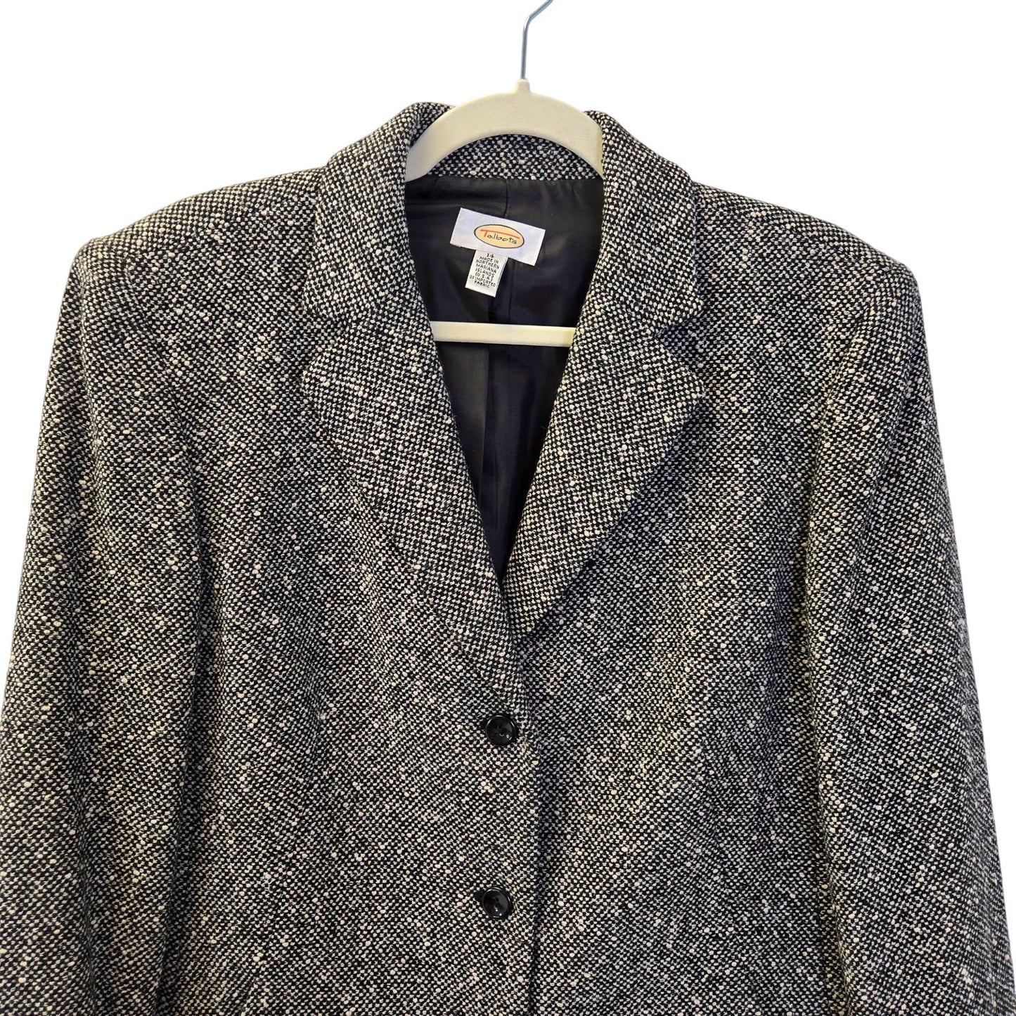 Talbots Wool Blend Tweed Longline Blazer Jacket Size 14