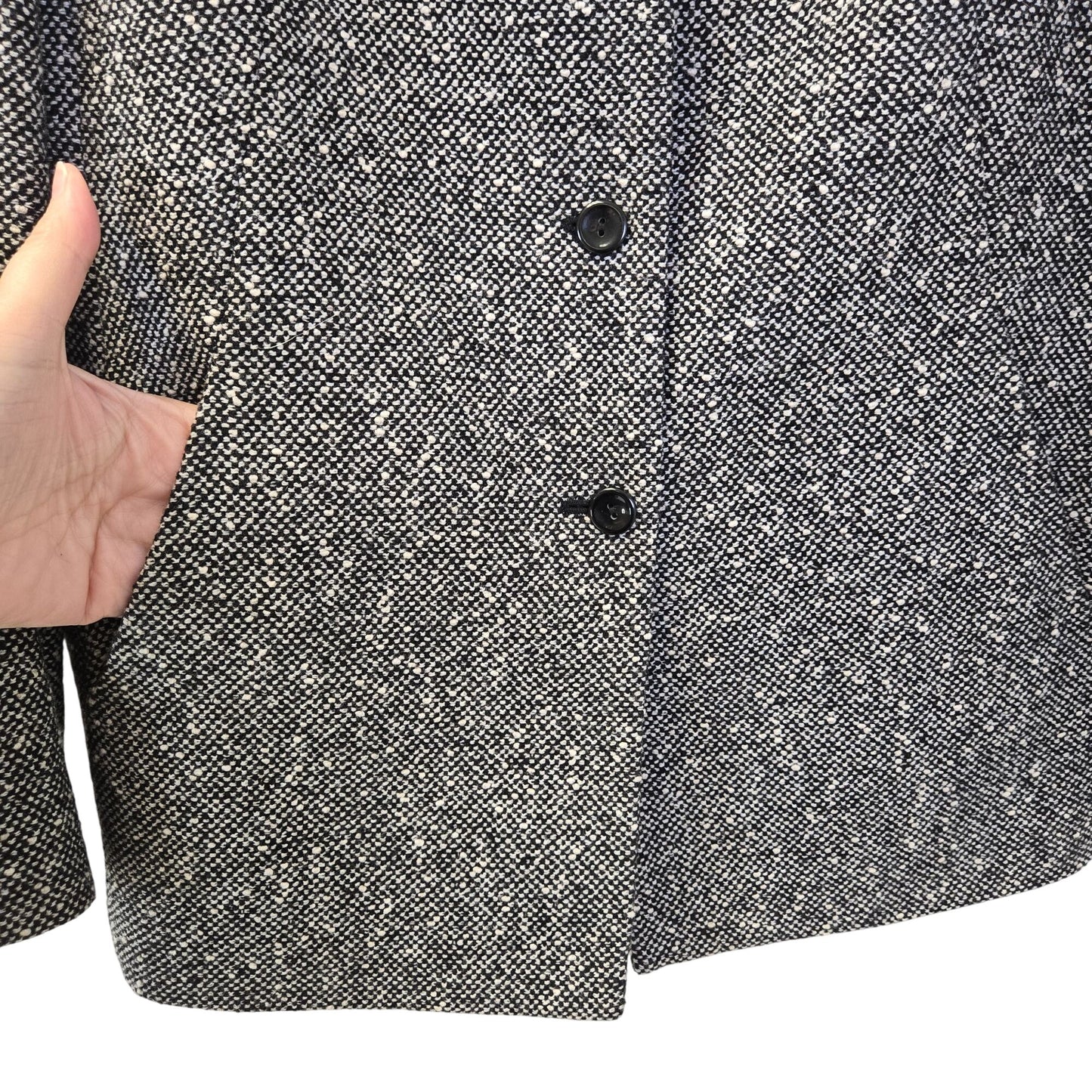 Talbots Wool Blend Tweed Longline Blazer Jacket Size 14