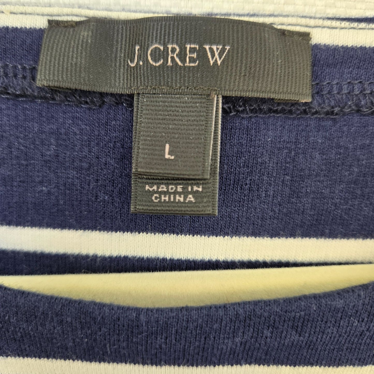 J. Crew Striped Ruffle Sleeve Peplum Hem Top Size Large