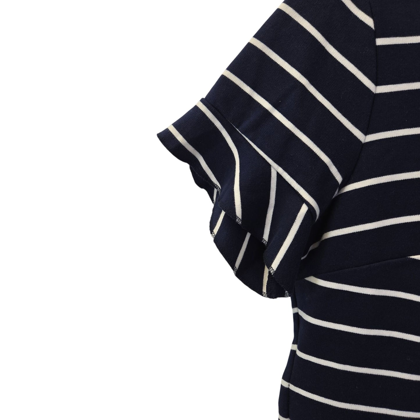 J. Crew Striped Ruffle Sleeve Peplum Hem Top Size Large