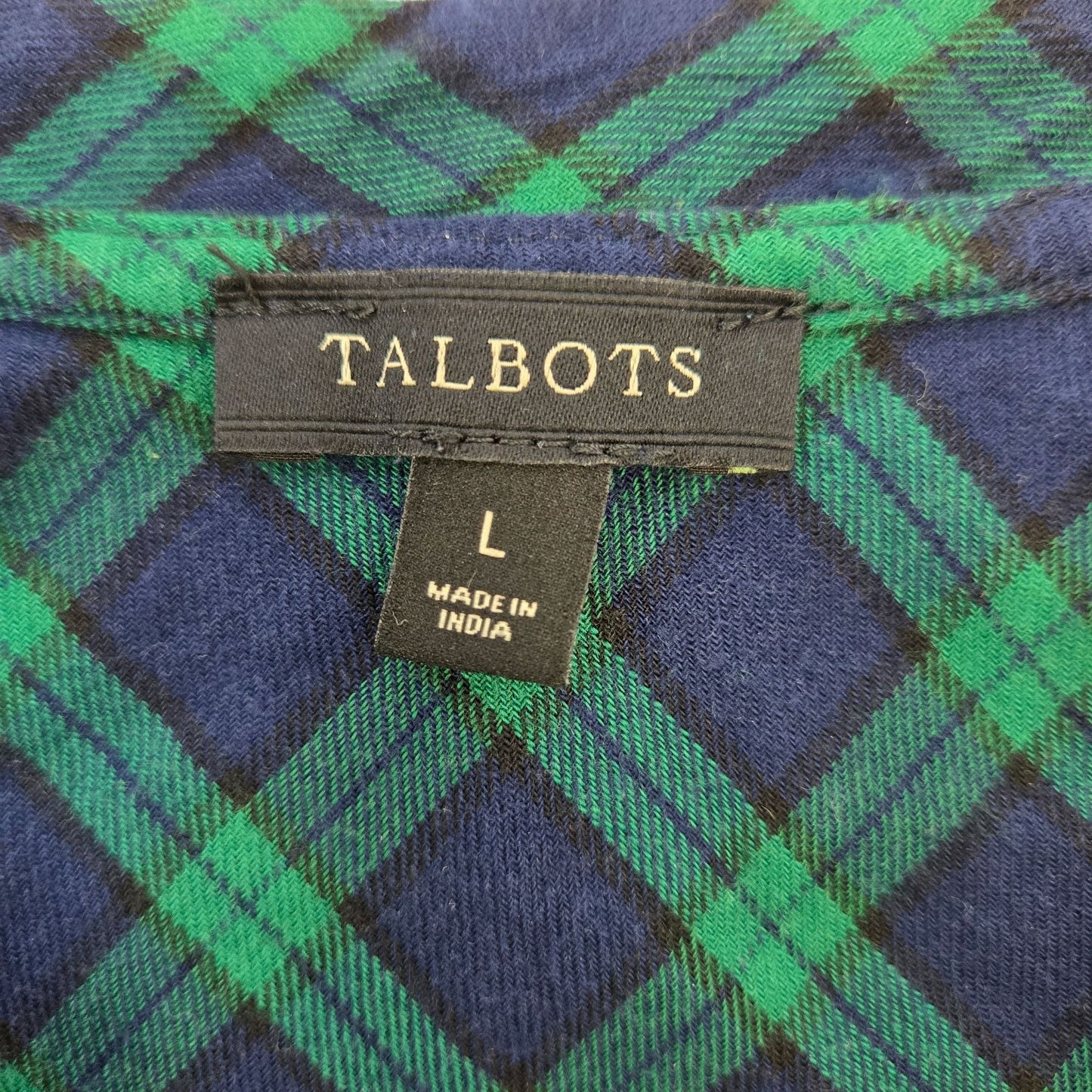 Talbots Scotch Plaid 1/2 Button Down Popover Top Size Large