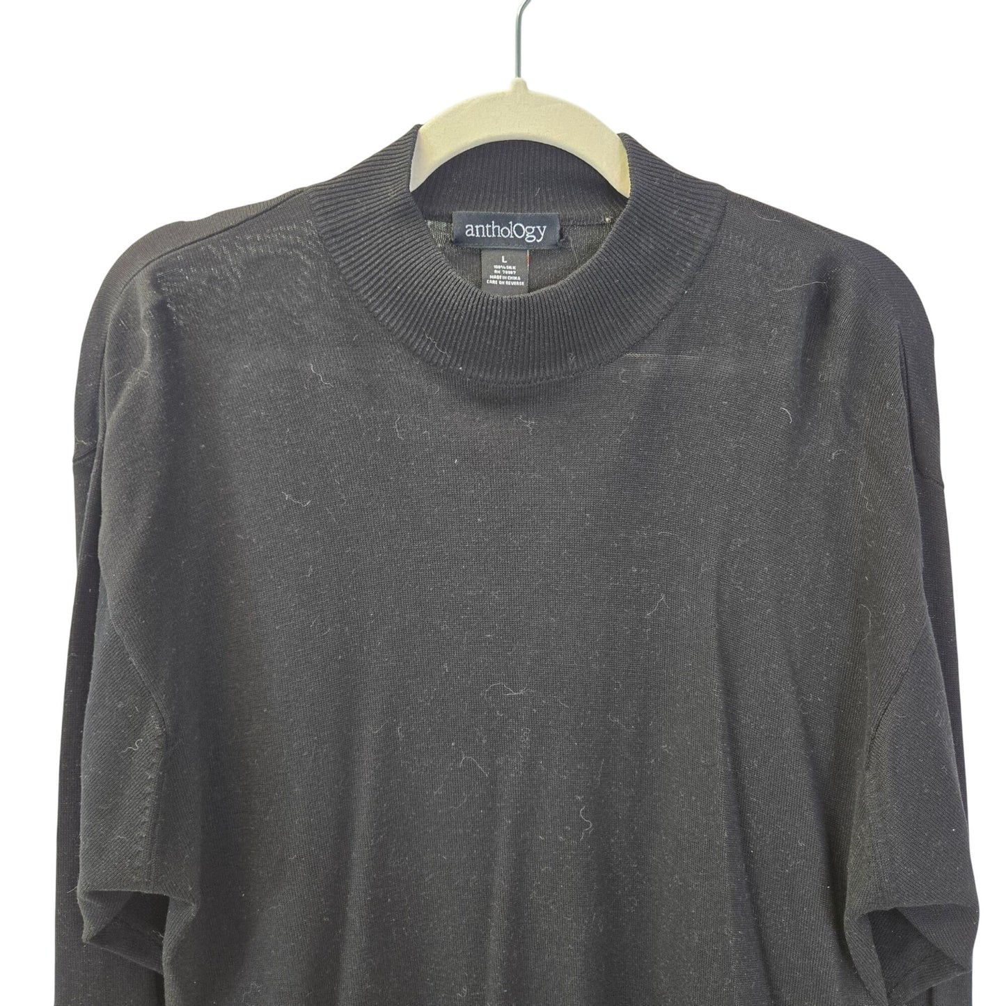 Anthology 100% Silk Mock Neck Sweater Size Large