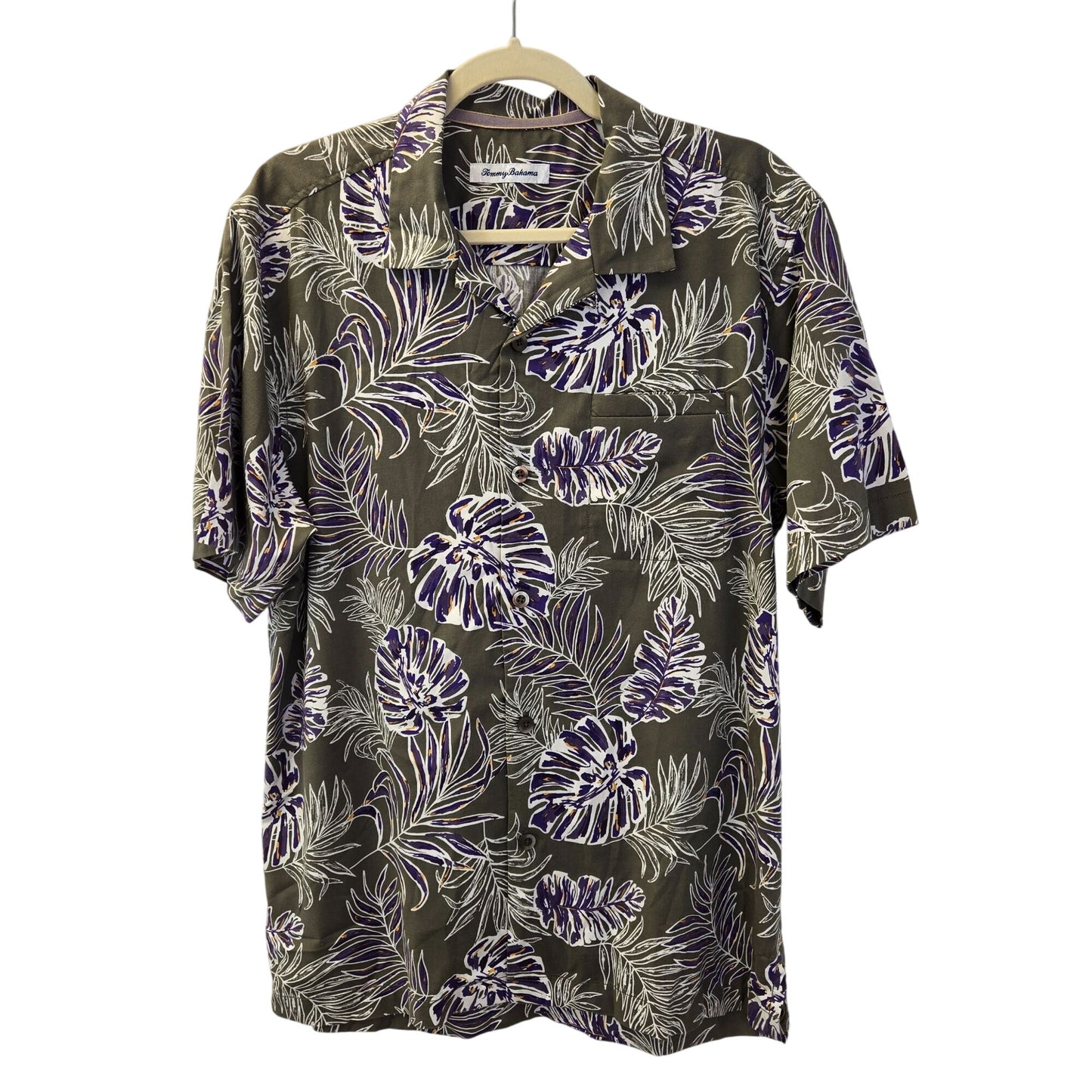 Tommy Bahama Silk Blend Tropical Print Button Down Shirt Size Medium