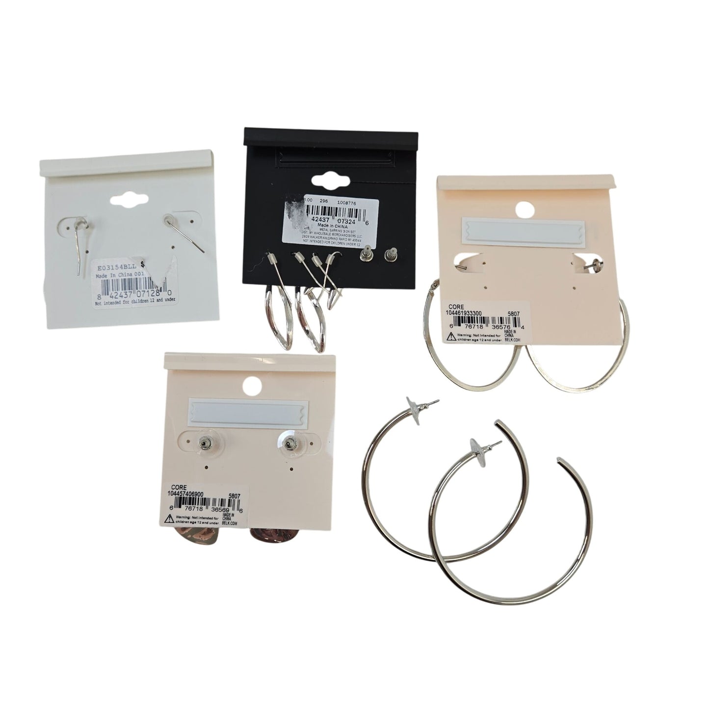 NWT New Directions, Bay Studio and Massini Bundle of 5 Sets Silver Tone Earrings