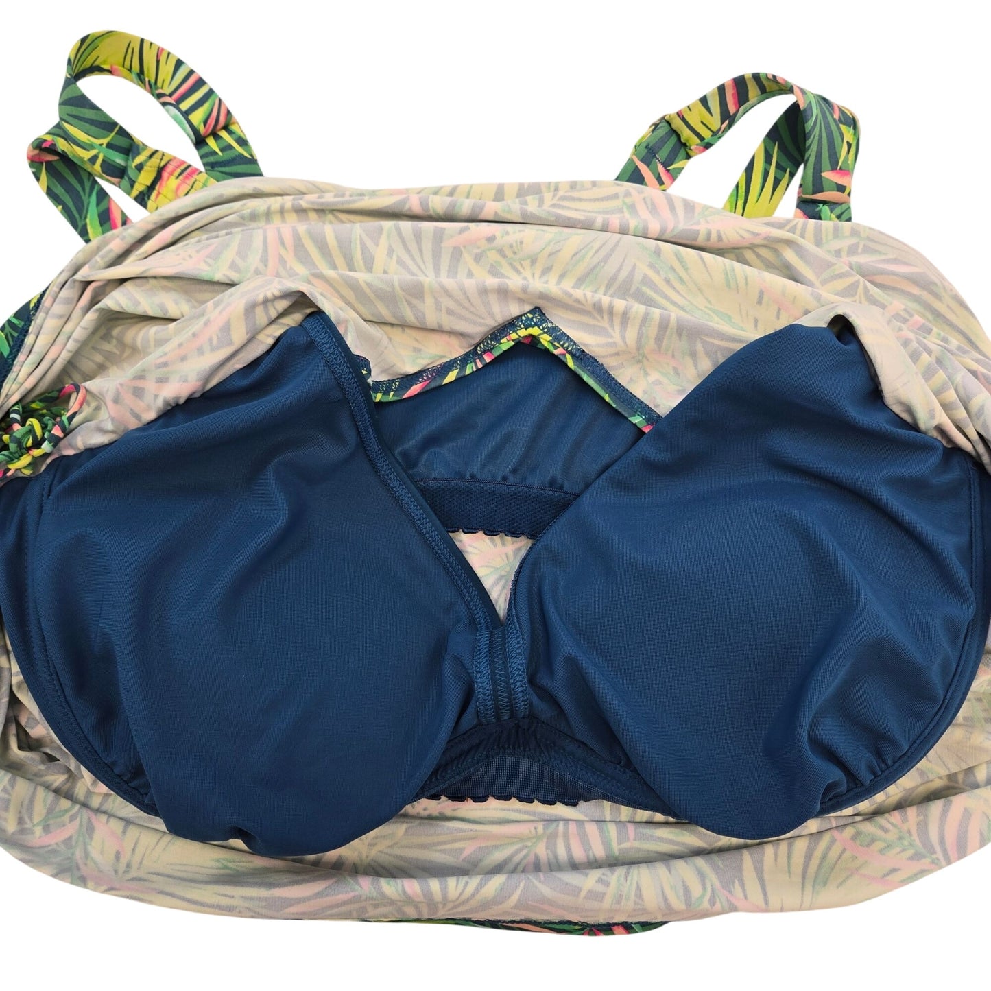 Lands' End Tropical Print Cinch Side Underwire Padded Tankini Top Size 22W