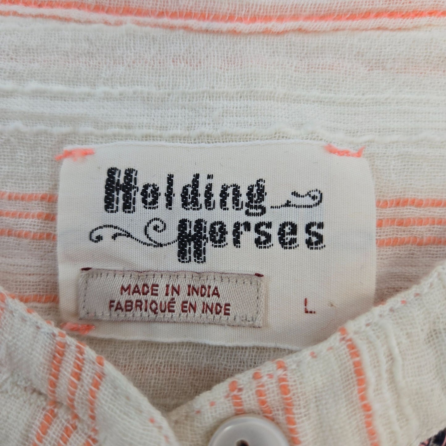 Anthropologie Holding Horses Gauze Striped Embroidered Peasant Top Size Large
