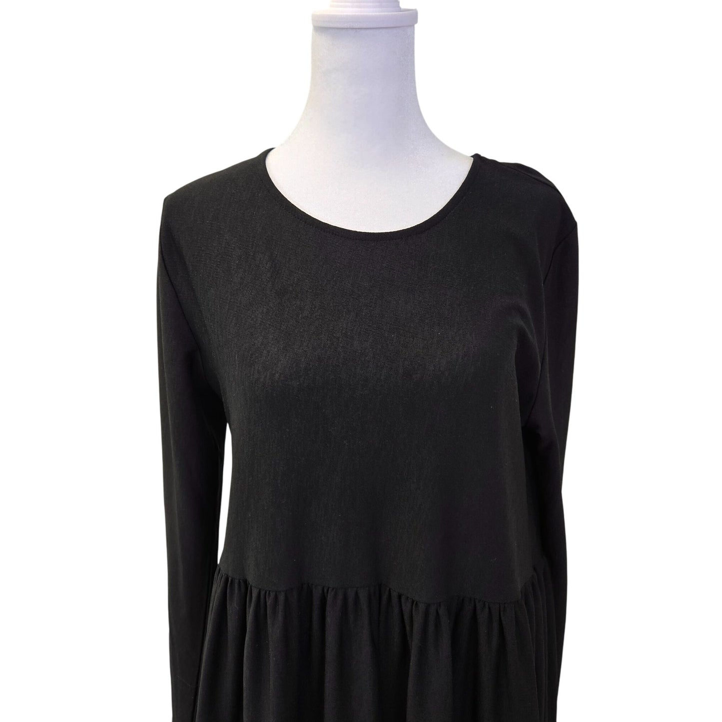 Zara Textured Long Sleeve Tiered Dress Size Medium