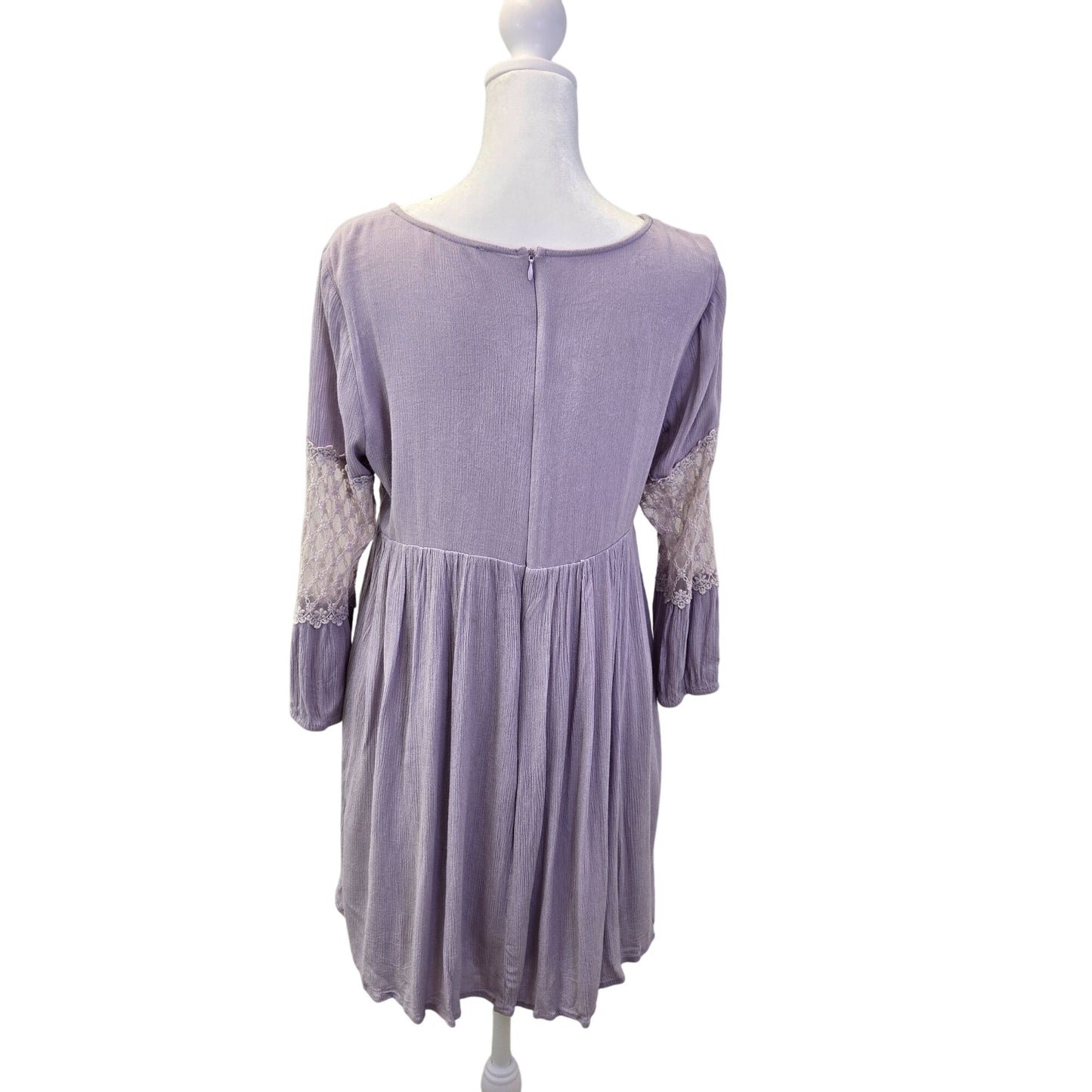 Peach Love Rayon Lace Embellished Boho Mini Dress Size Large