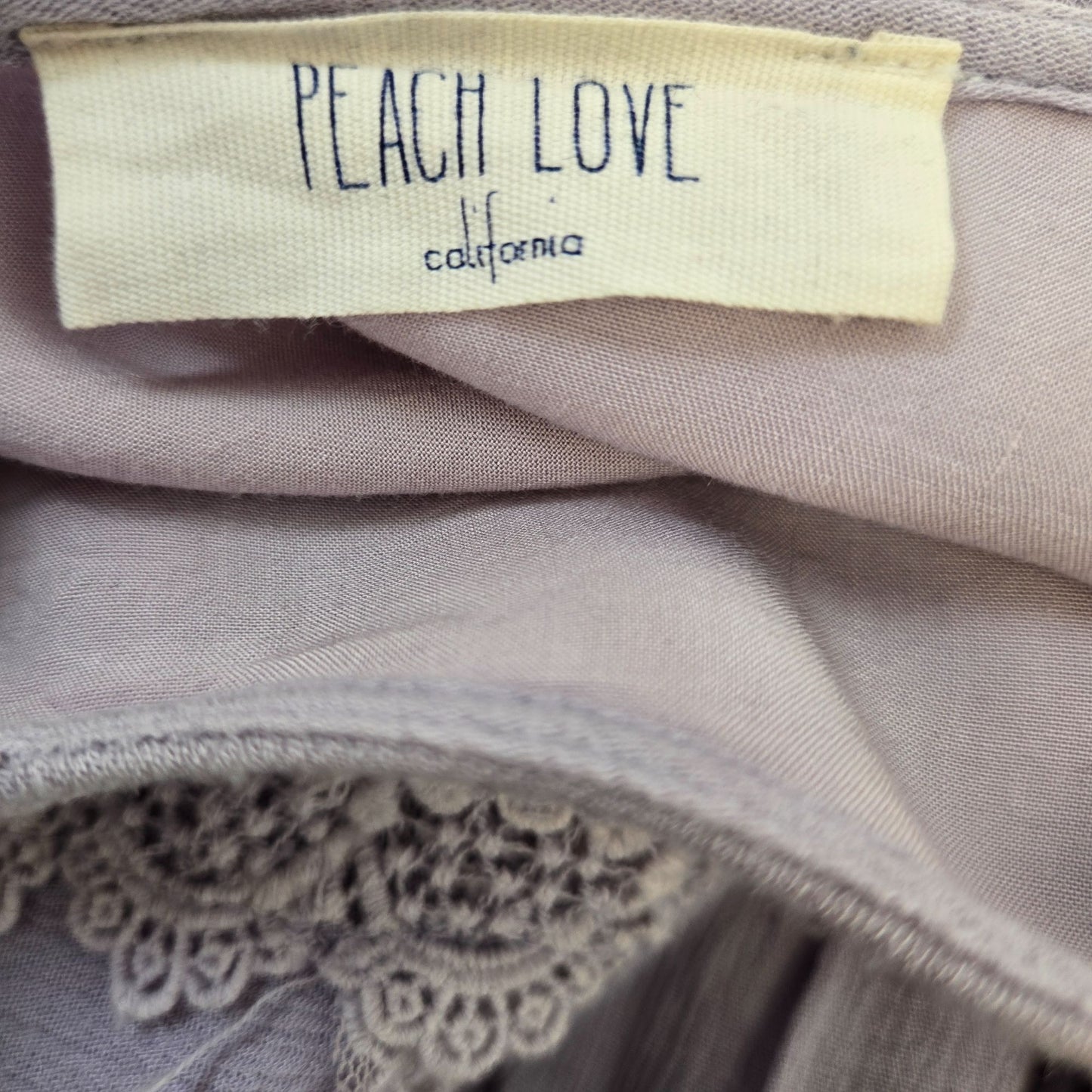 Peach Love Rayon Lace Embellished Boho Mini Dress Size Large