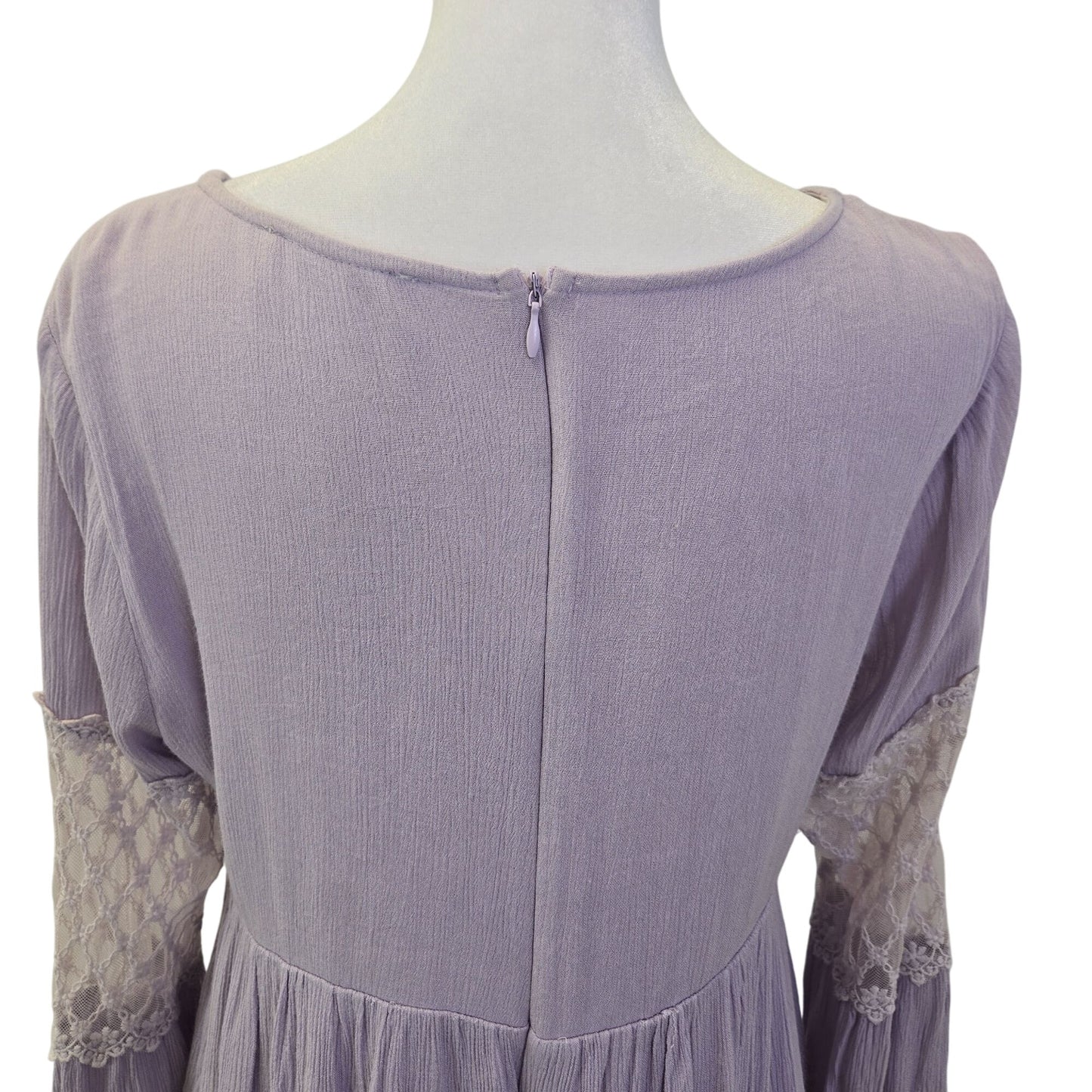 Peach Love Rayon Lace Embellished Boho Mini Dress Size Large