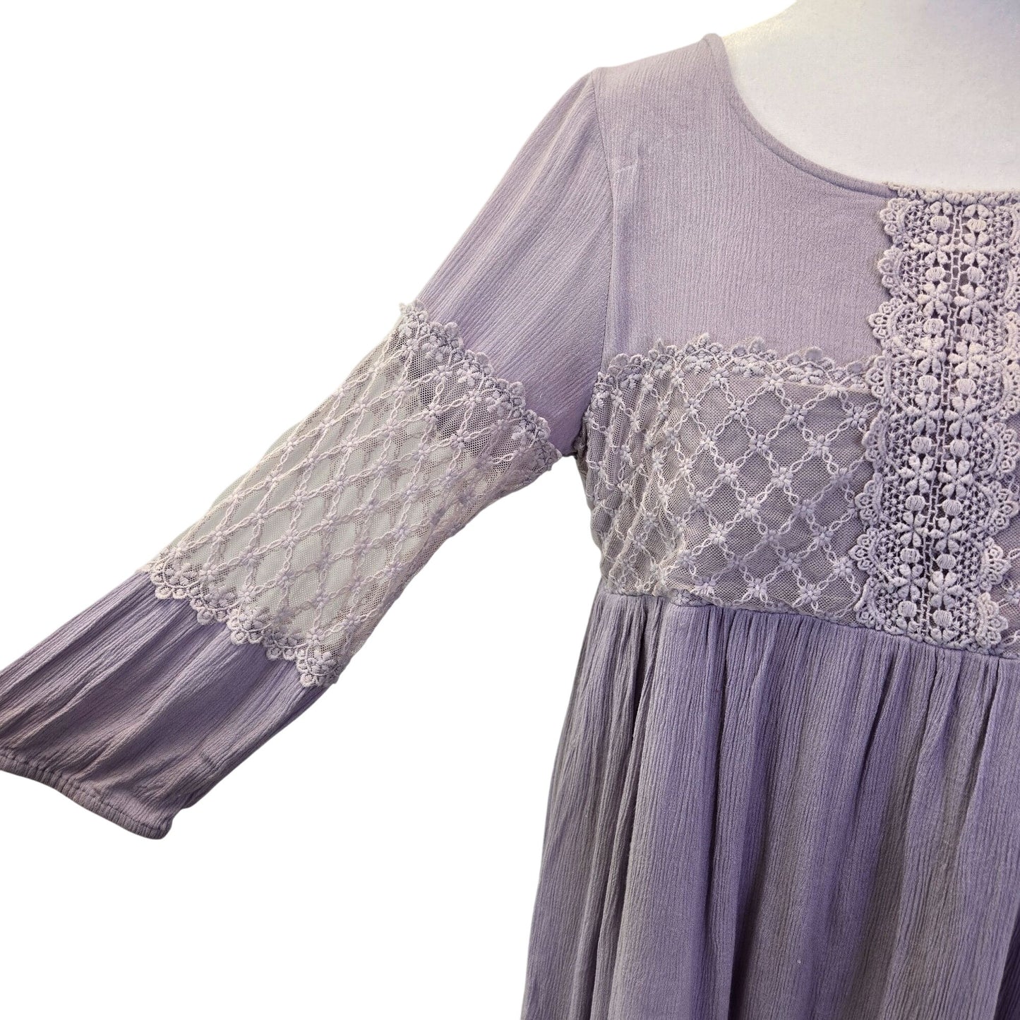 Peach Love Rayon Lace Embellished Boho Mini Dress Size Large