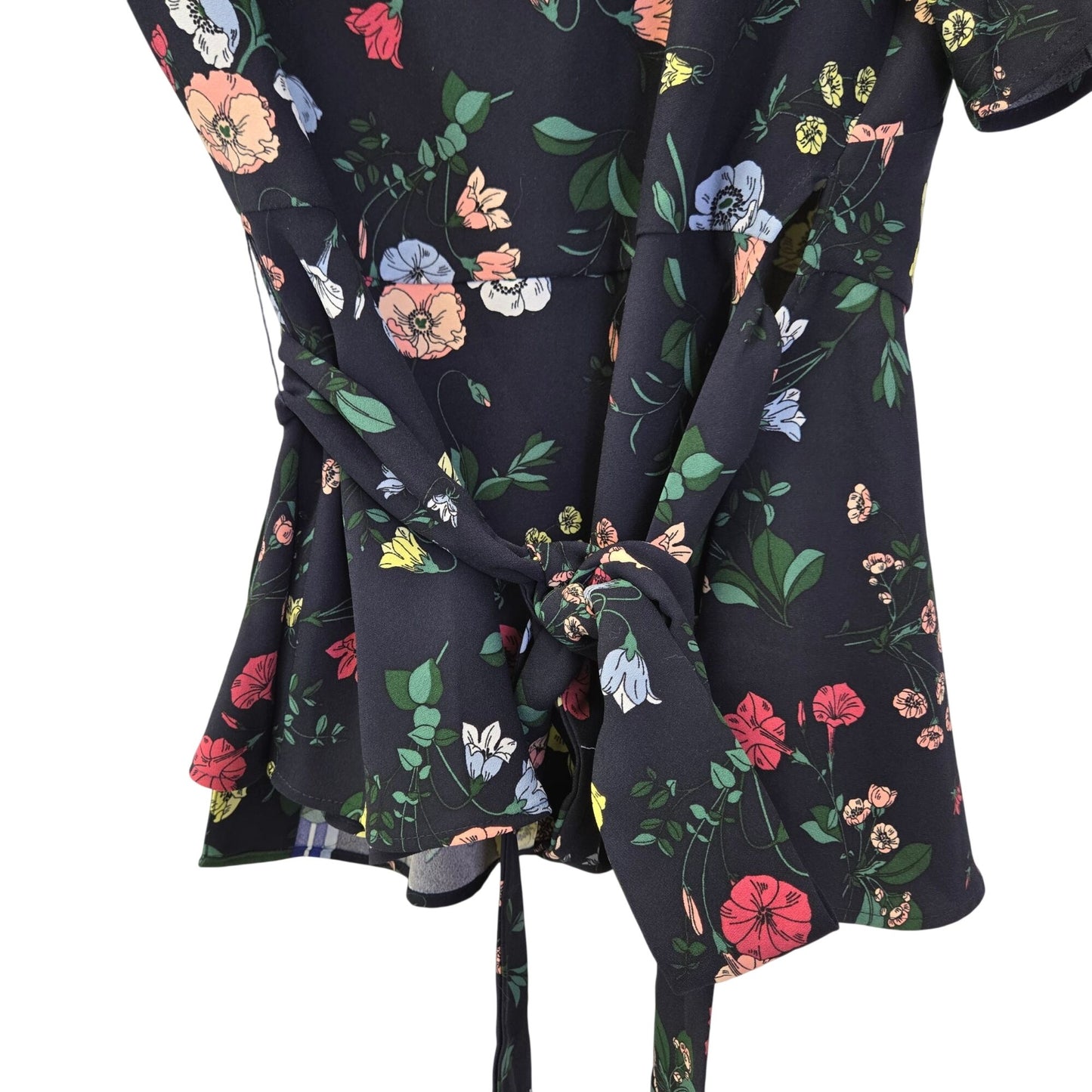 Ann Taylor Floral Flutter Sleeve Kimono Sleeve Wrap Top Size XS