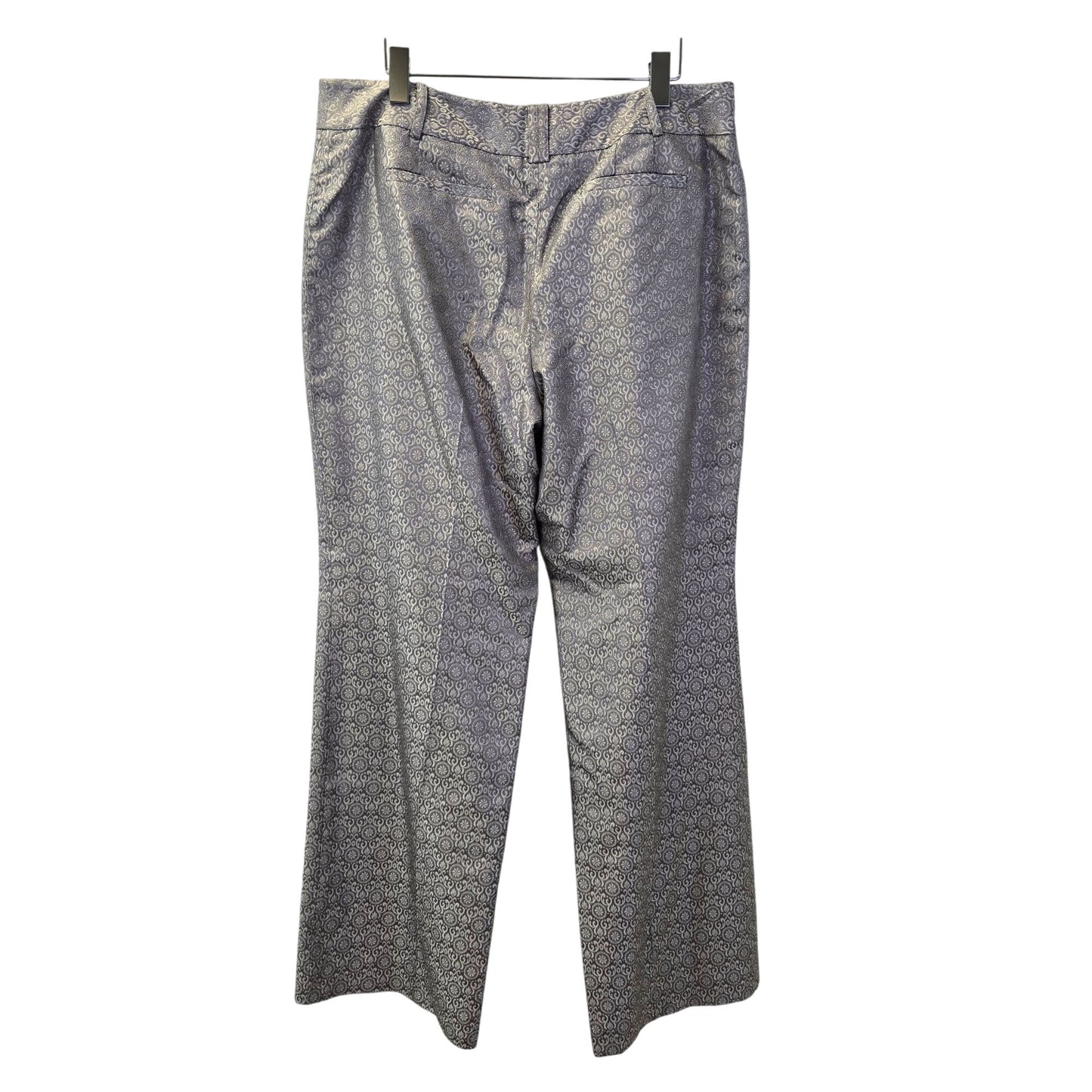 Ann Taylor 100% Silk Jacquard Print Metallic Trouser Pants Size 14