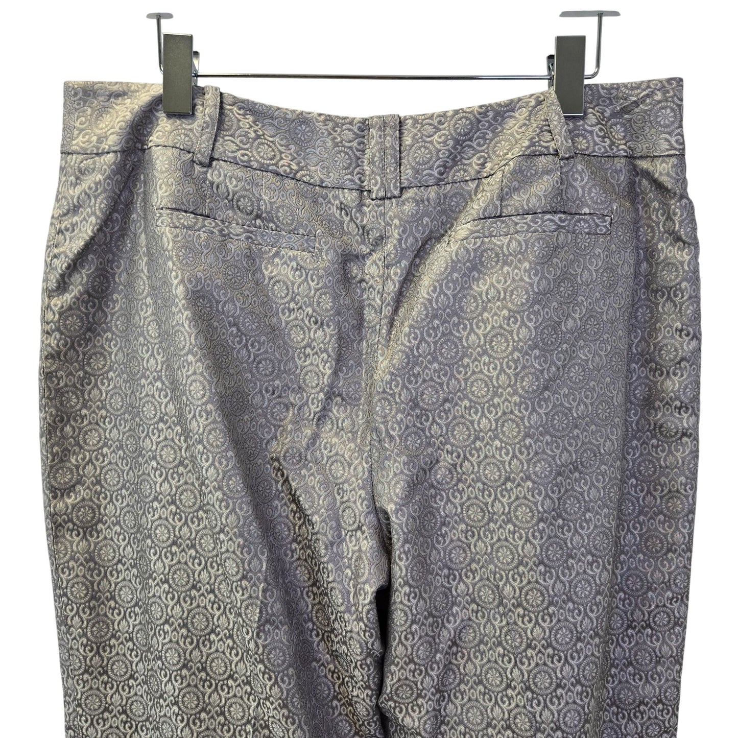 Ann Taylor 100% Silk Jacquard Print Metallic Trouser Pants Size 14