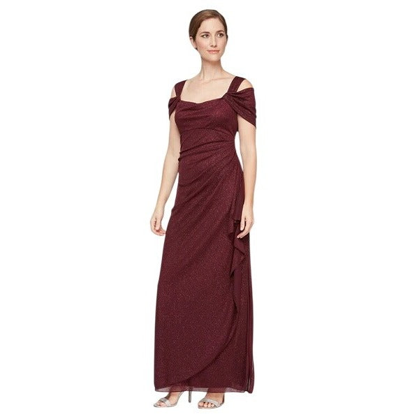 Alex Evenings Flutter Sleeve Side Ruched Special Occasion Dress Size 12