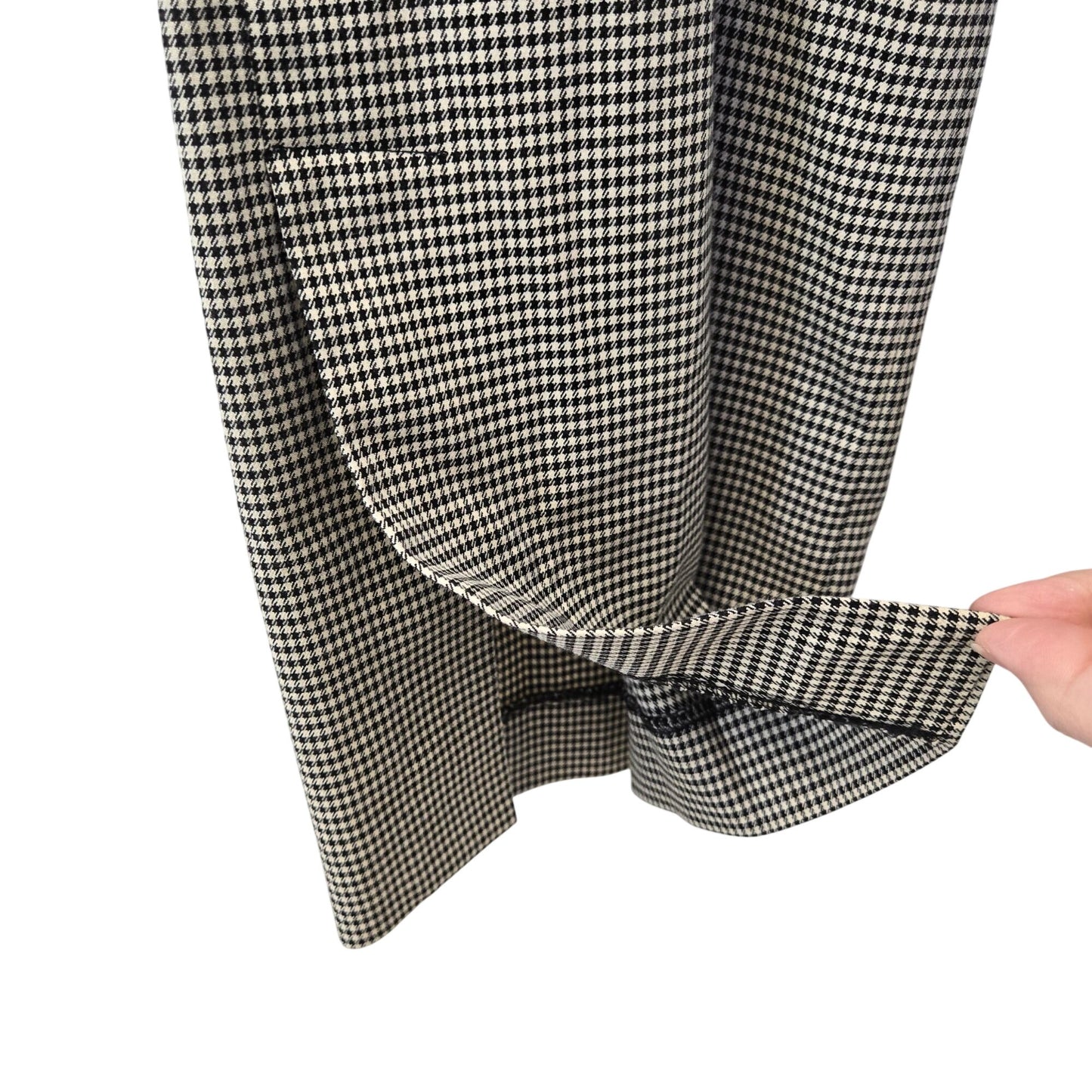 Zara High Rise Houndstooth Print Split Hem Flare Trouser Pants Size XL