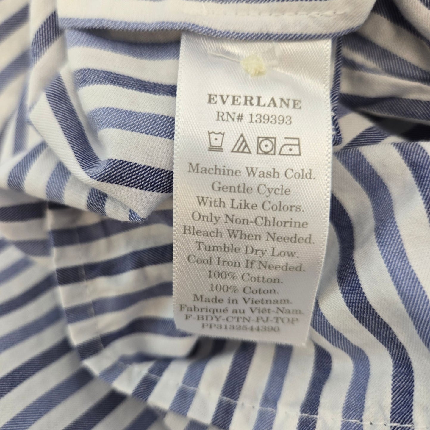 NWT Everlane The Woven Button Down PJ Top Cotton Blue Stripes Size Small