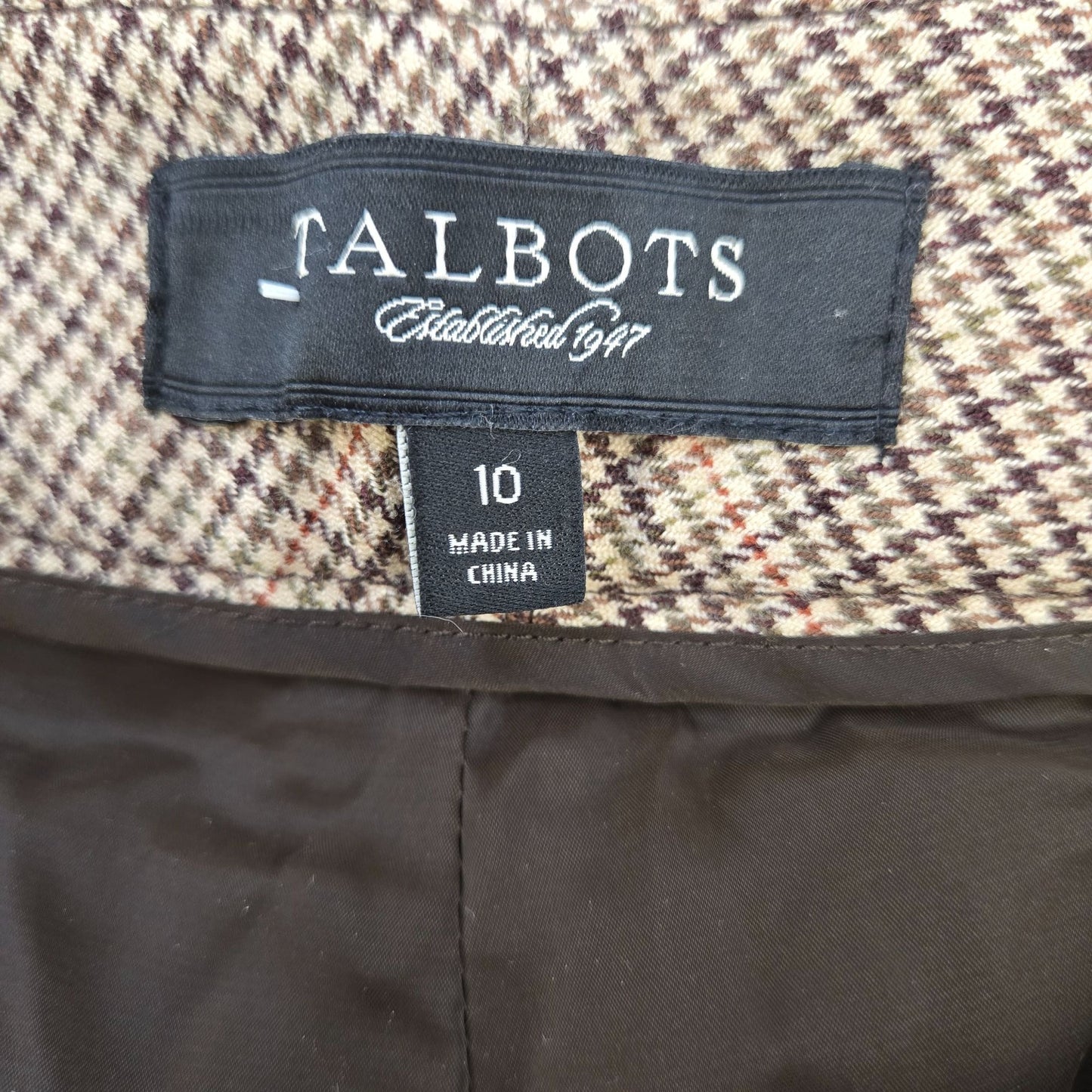 Talbots Signature Flare Wool Glen Plaid Crop Trouser Pants Size 10