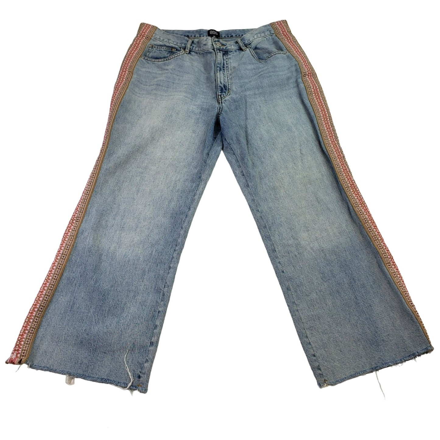 Urban Outfitters BDG Embroidered Wide Leg Raw Hem Jeans Size 32