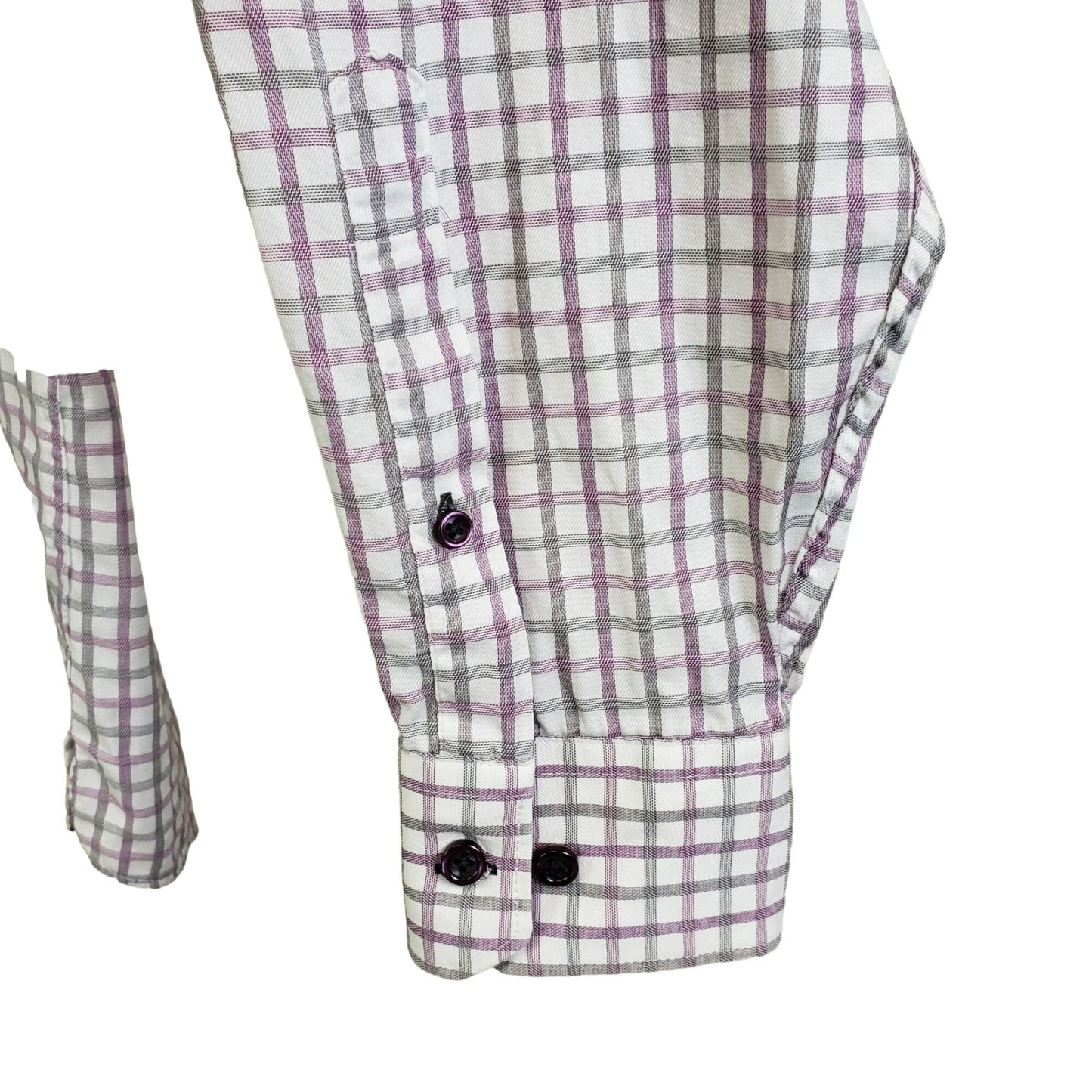 Jhane Barnes Slim Fit Checked Flip Cuff Button Down Shirt Size 2XL (est)