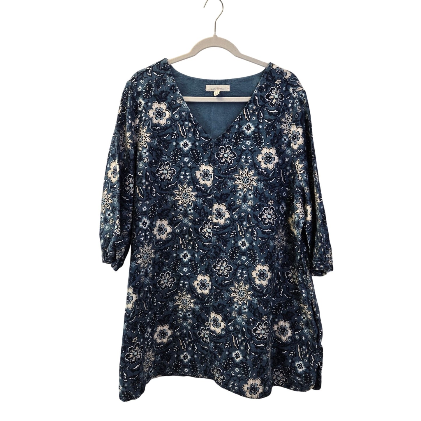 Seasalt Cornwall Loganberry Ramie & Cotton Blend Floral Tunic Top Size 18