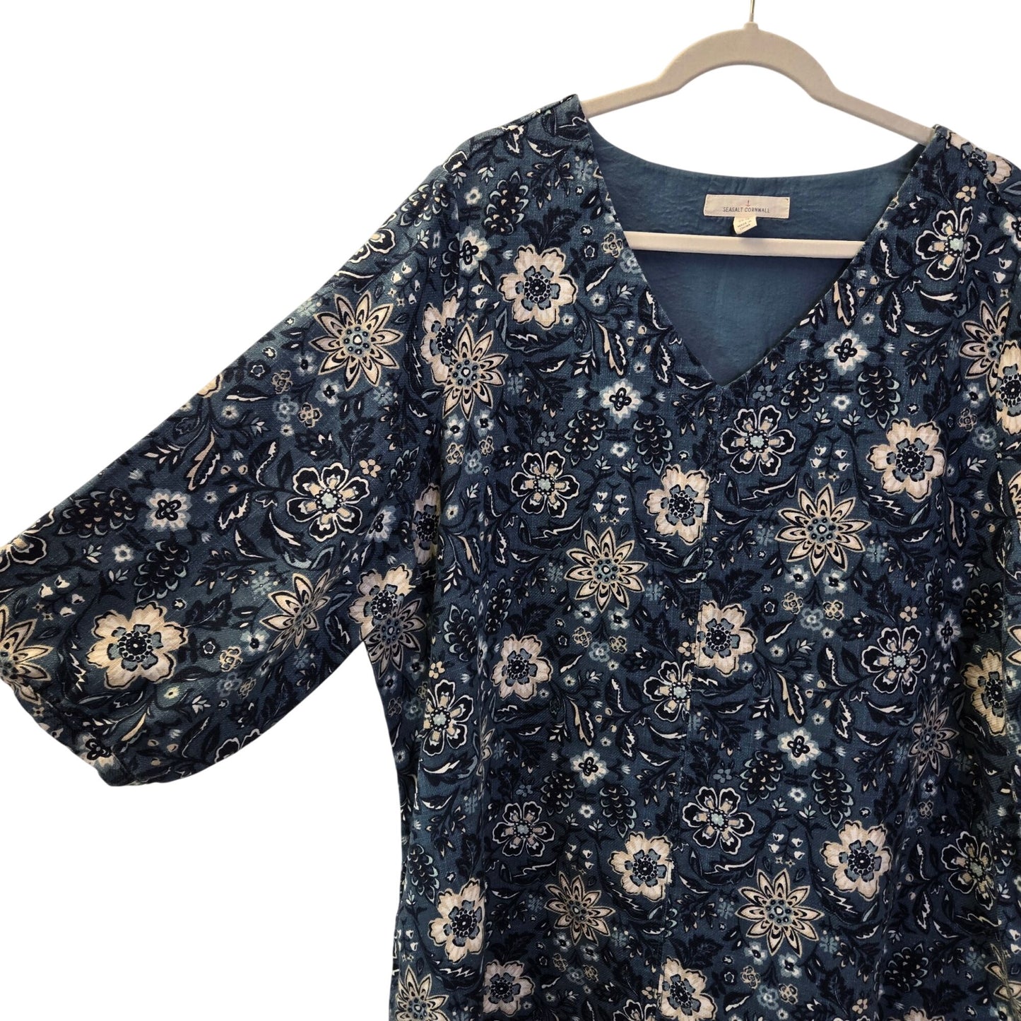 Seasalt Cornwall Loganberry Ramie & Cotton Blend Floral Tunic Top Size 18