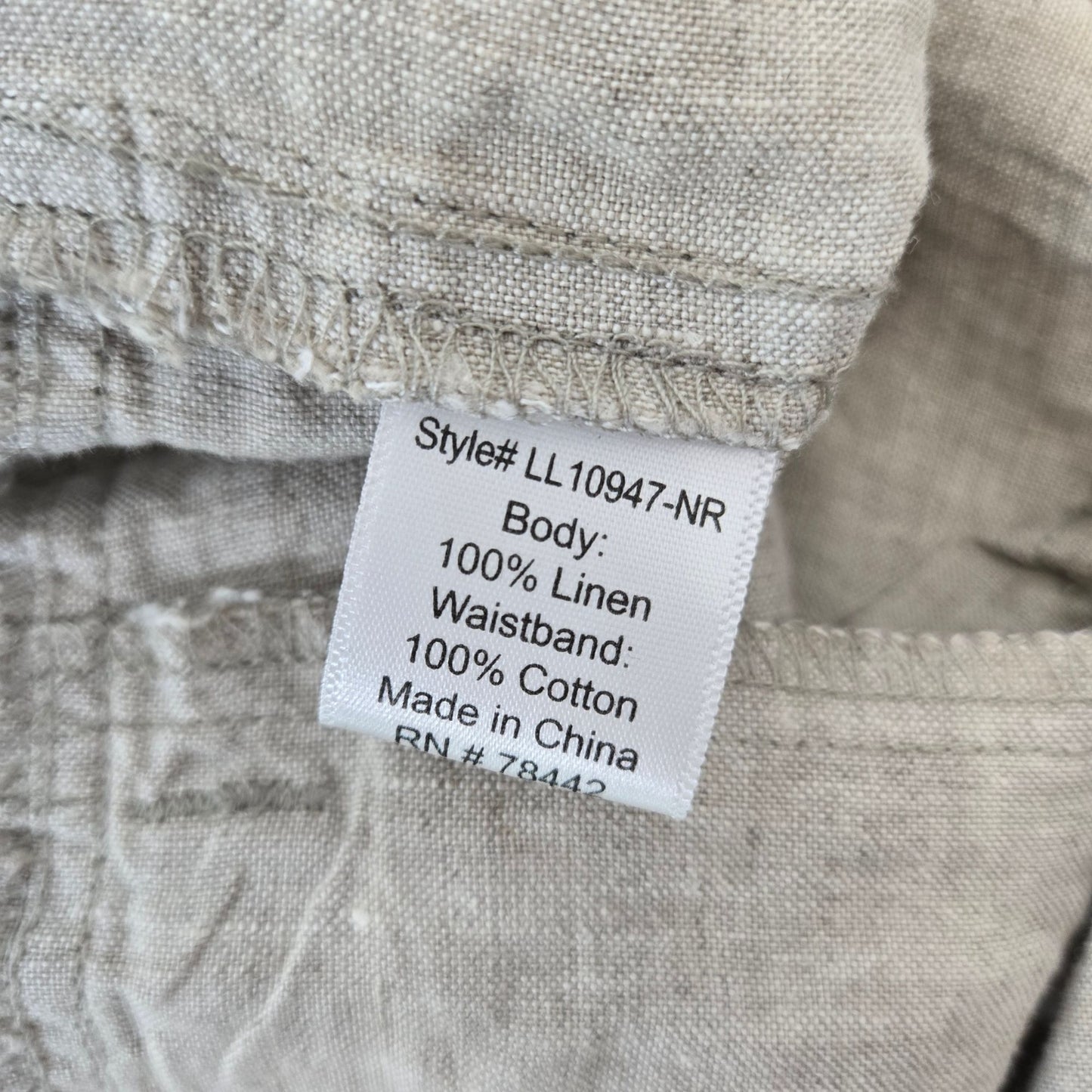 Allen Allen 100% Linen Wide Leg Pull On Pants Size XL