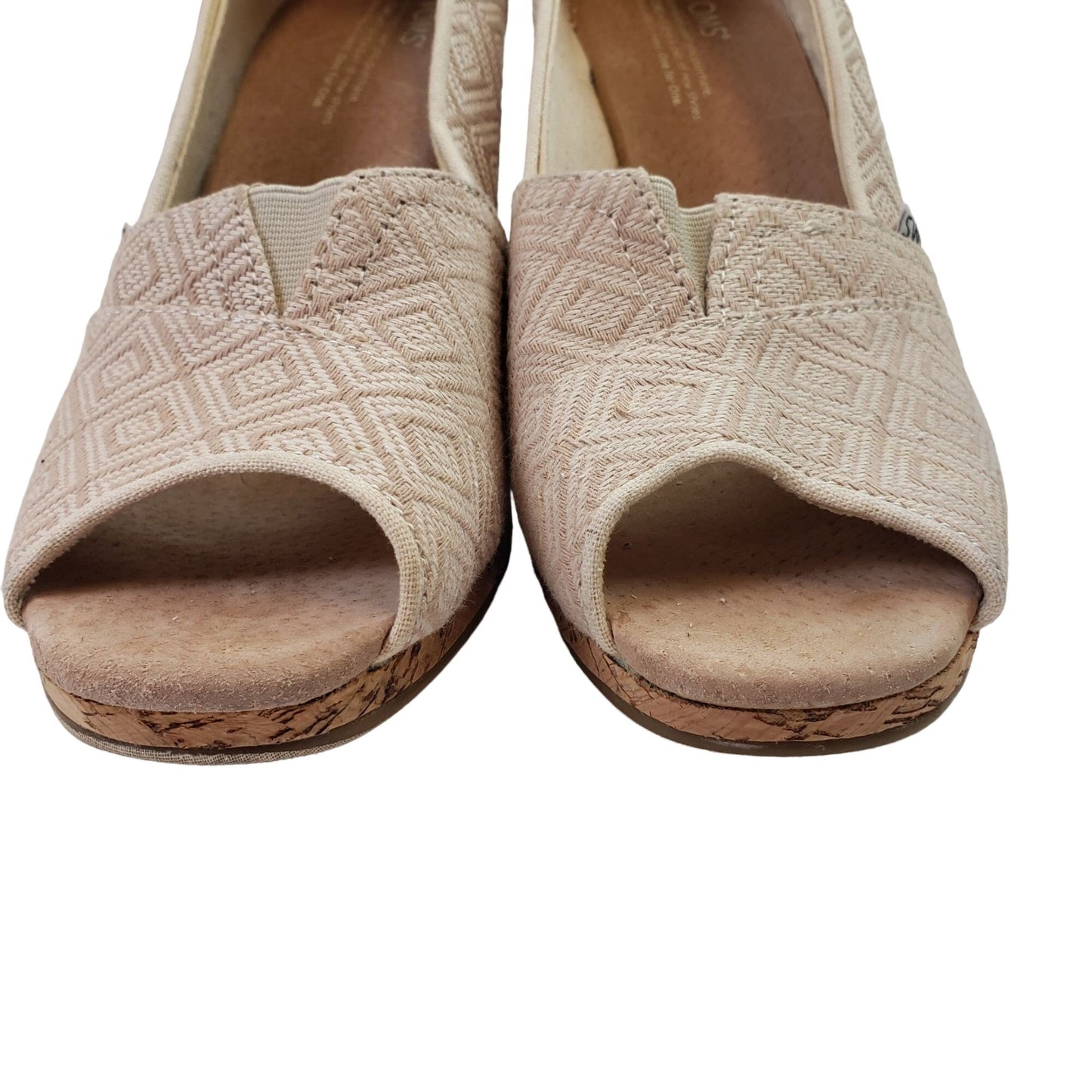 Toms Stella Canvas Cork Wedge Sandals Size 11