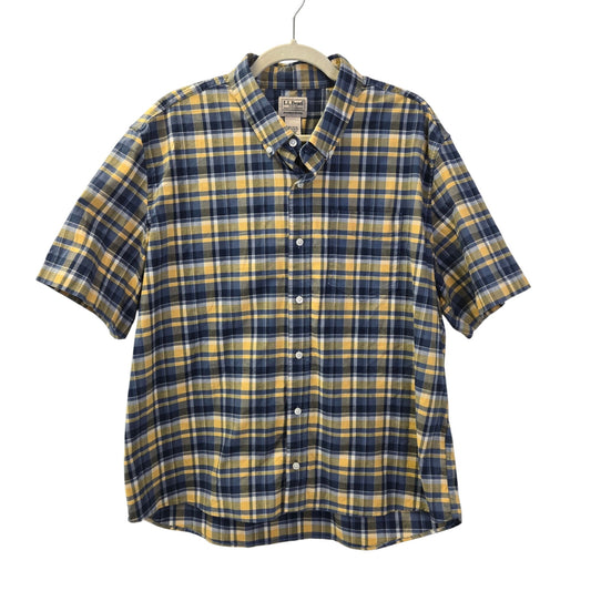 L.L. Bean Slightly Fitted Plaid Short Sleeve Button Down Shirt Size XL