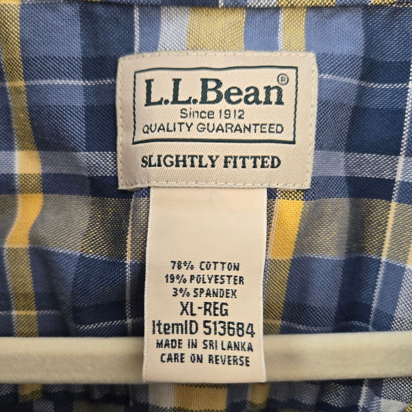 L.L. Bean Slightly Fitted Plaid Short Sleeve Button Down Shirt Size XL
