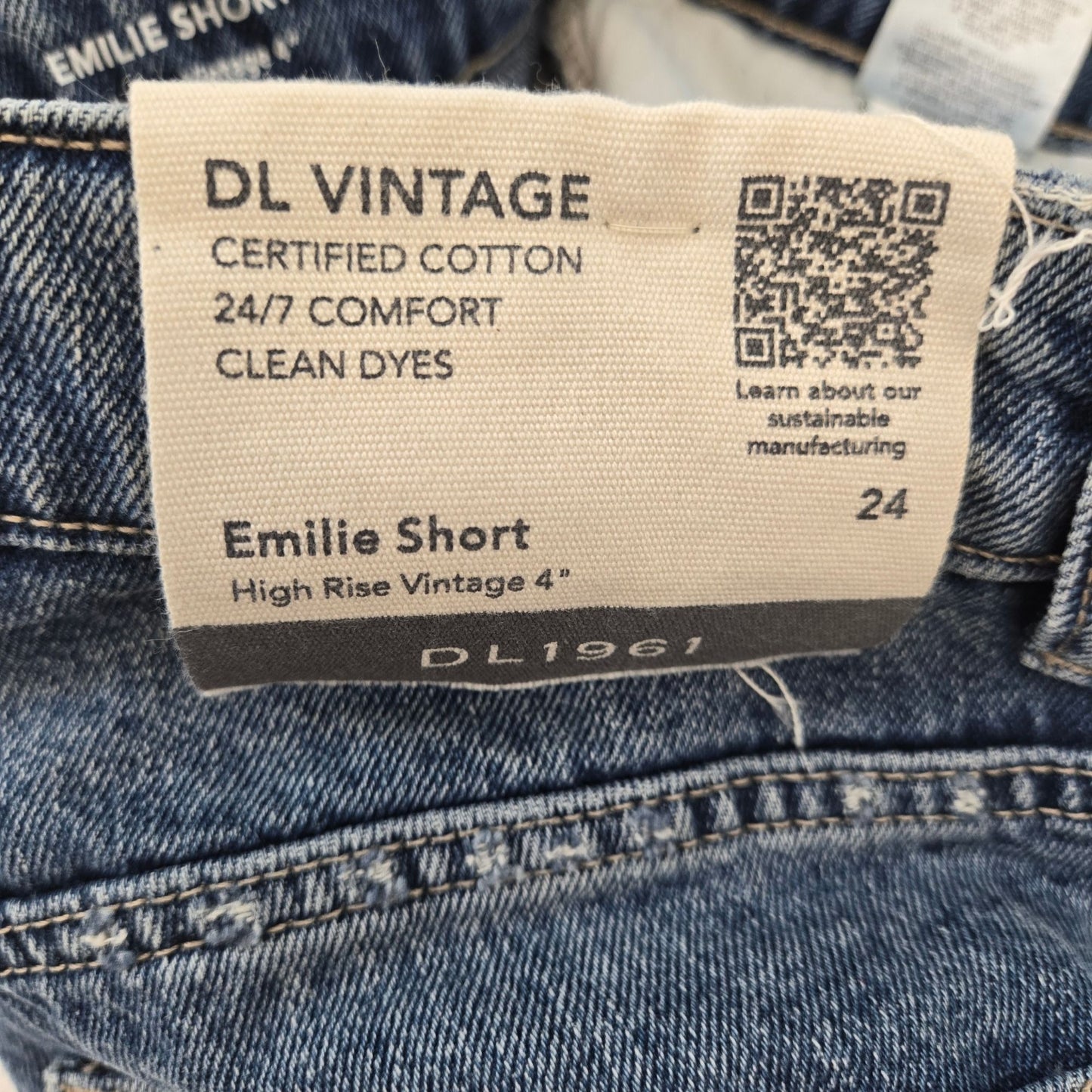 NWT DL1961 Emilie High Rise Vintage Denim Shorts Size 24